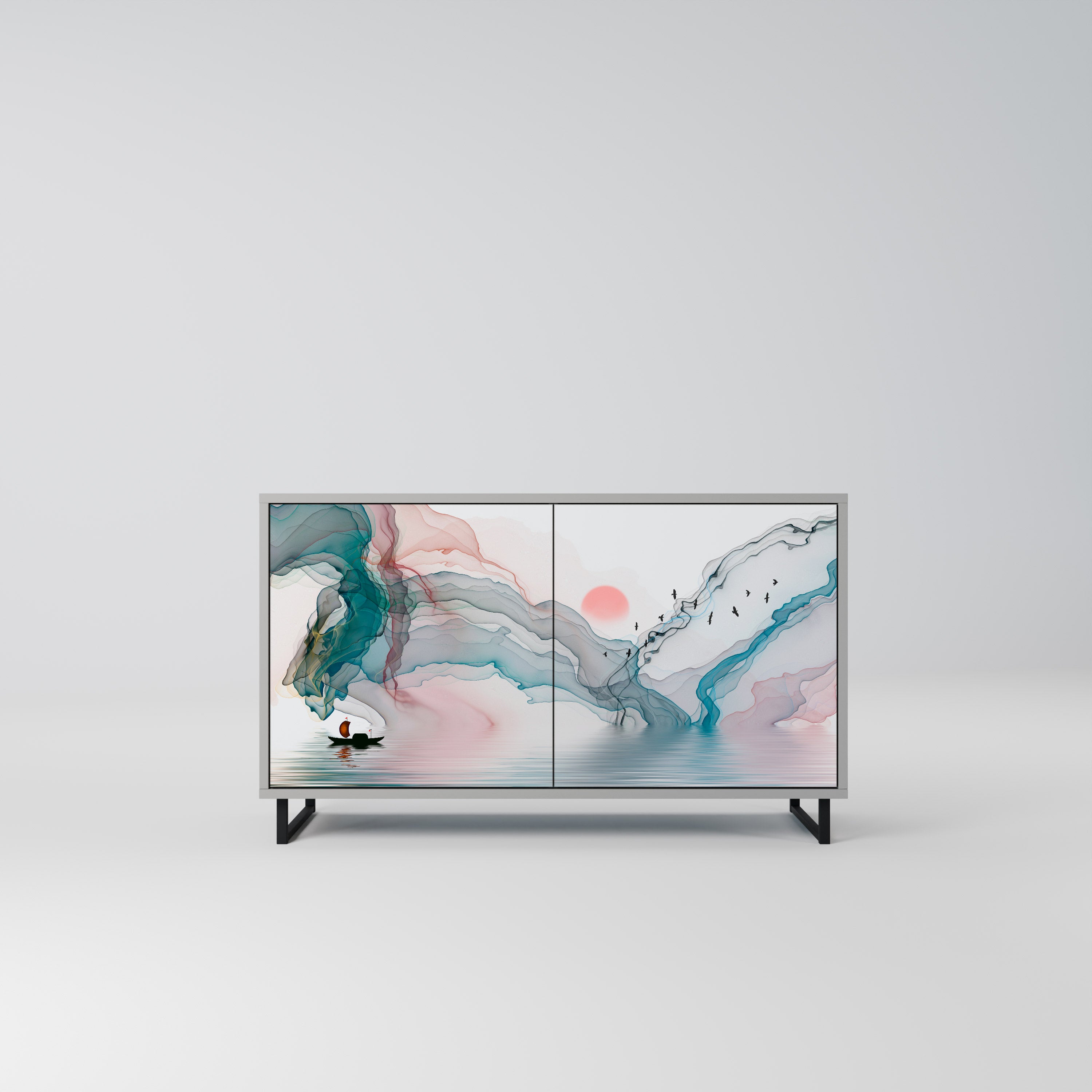 Aparador de 2 puertas VELVET CROSSING en acabado gris