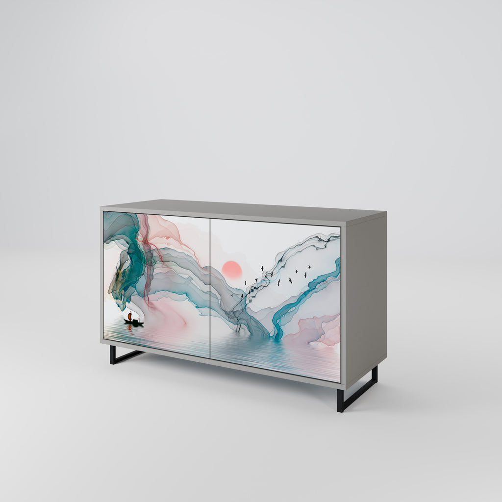 Aparador de 2 puertas VELVET CROSSING en acabado gris