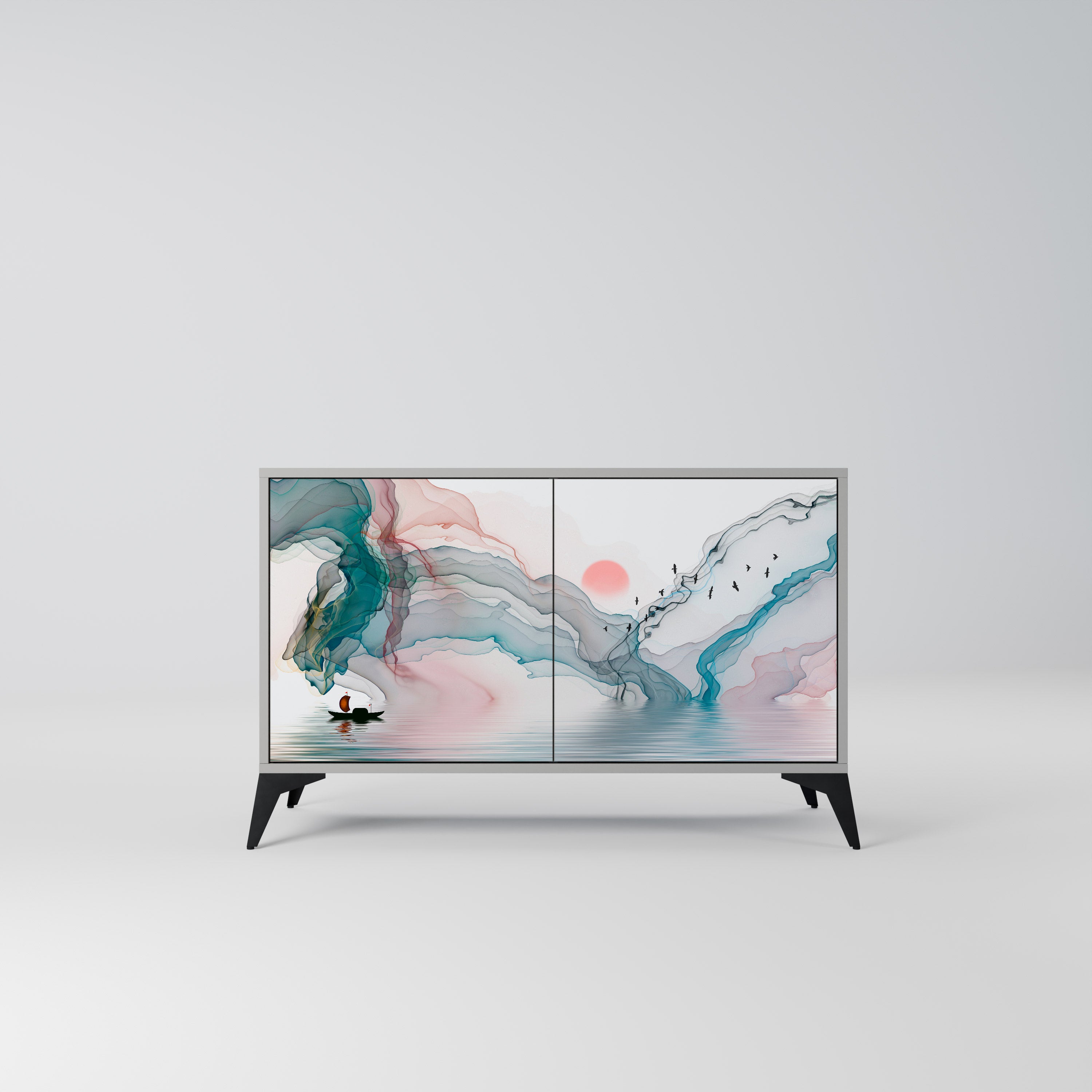 Aparador de 2 puertas VELVET CROSSING en acabado gris