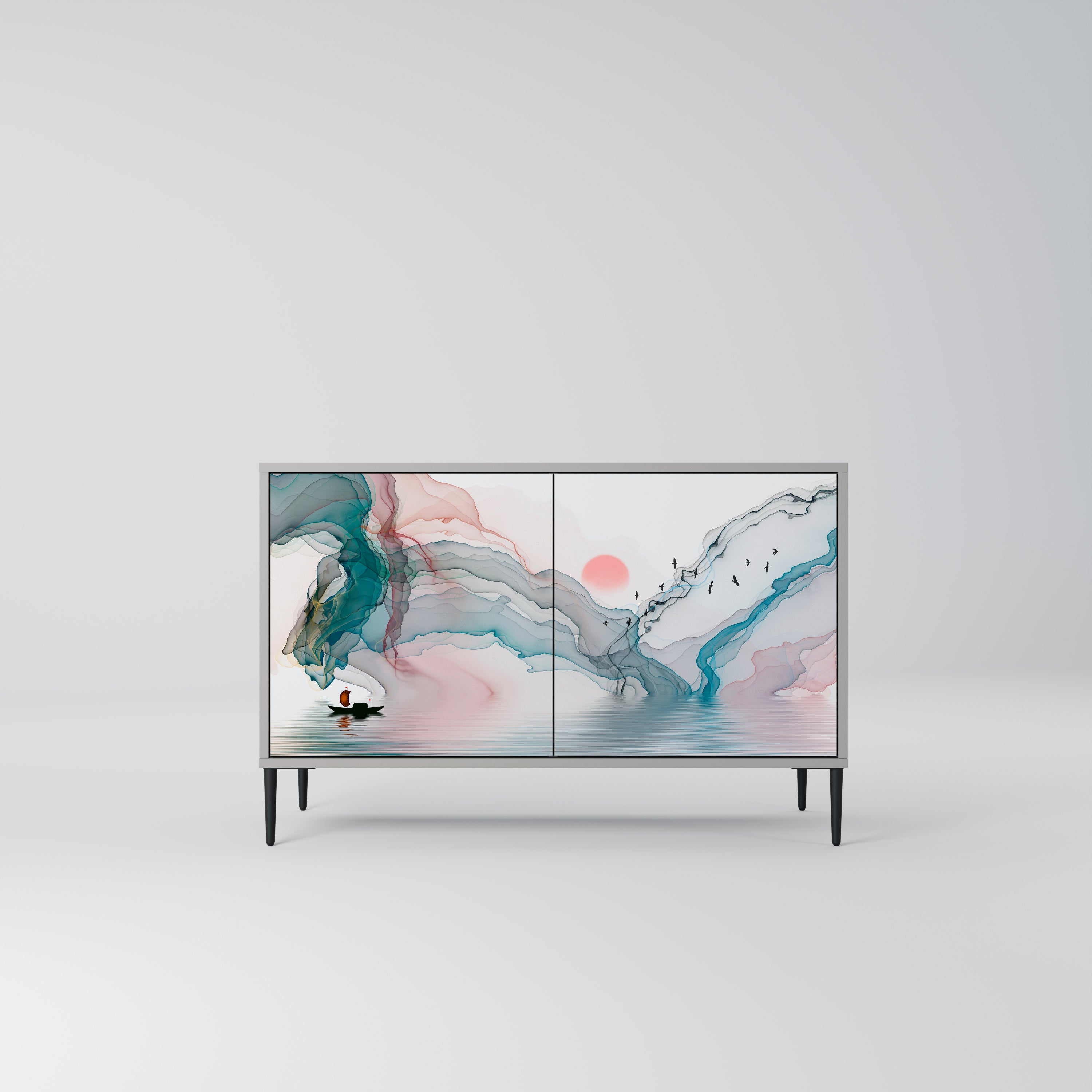 Aparador de 2 puertas VELVET CROSSING en acabado gris