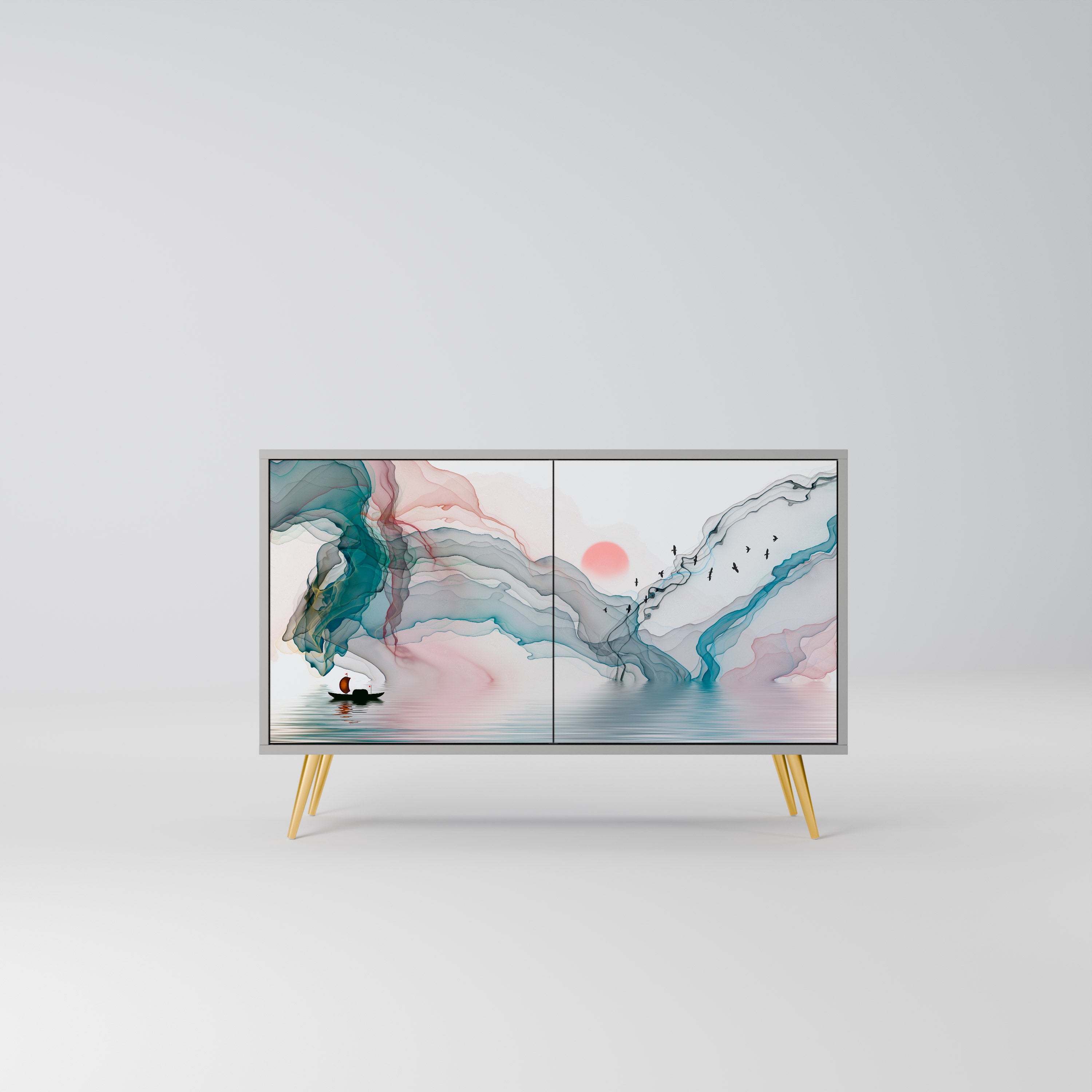 Aparador de 2 puertas VELVET CROSSING en acabado gris