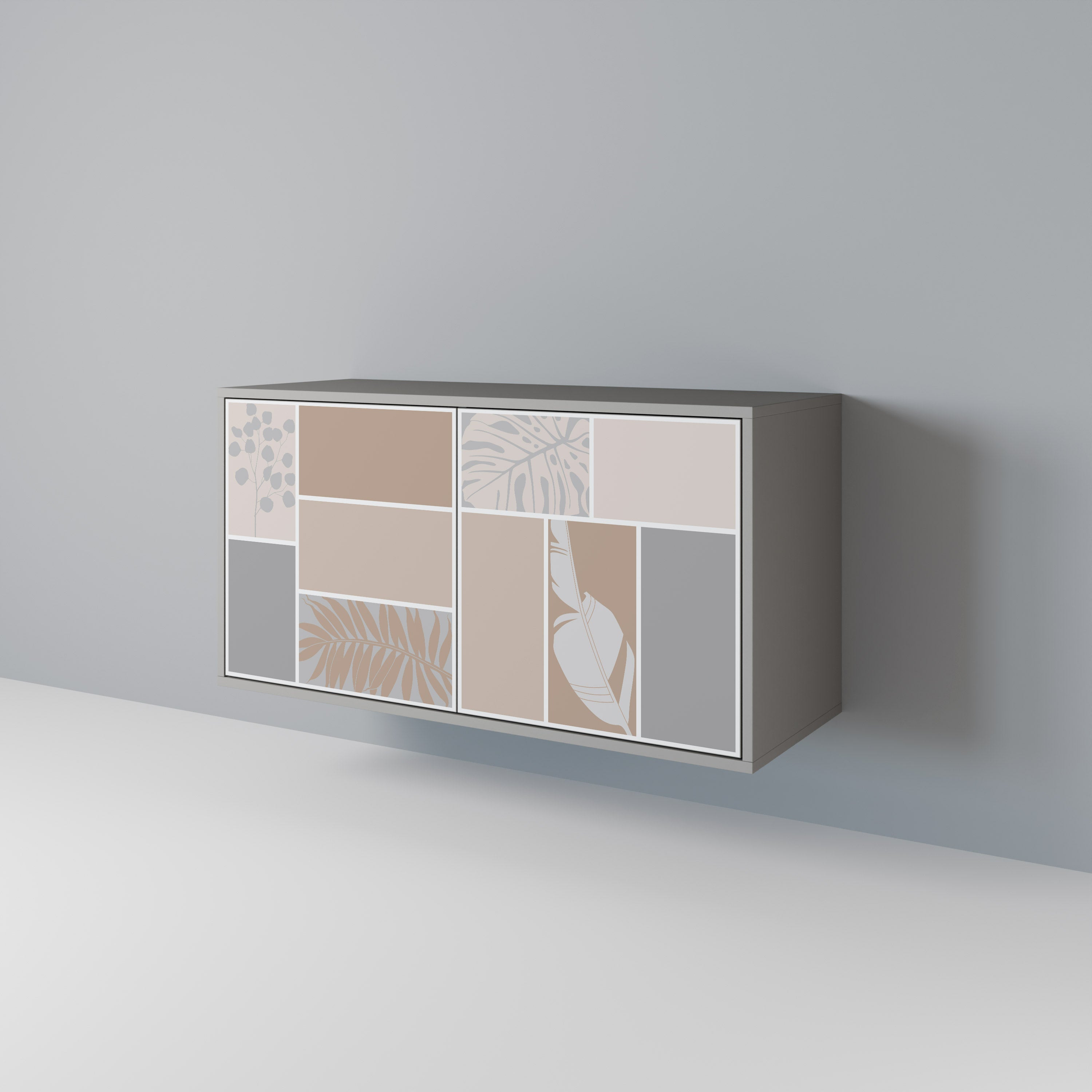 Aparador de 2 puertas TROPICAL SHAPES en acabado gris