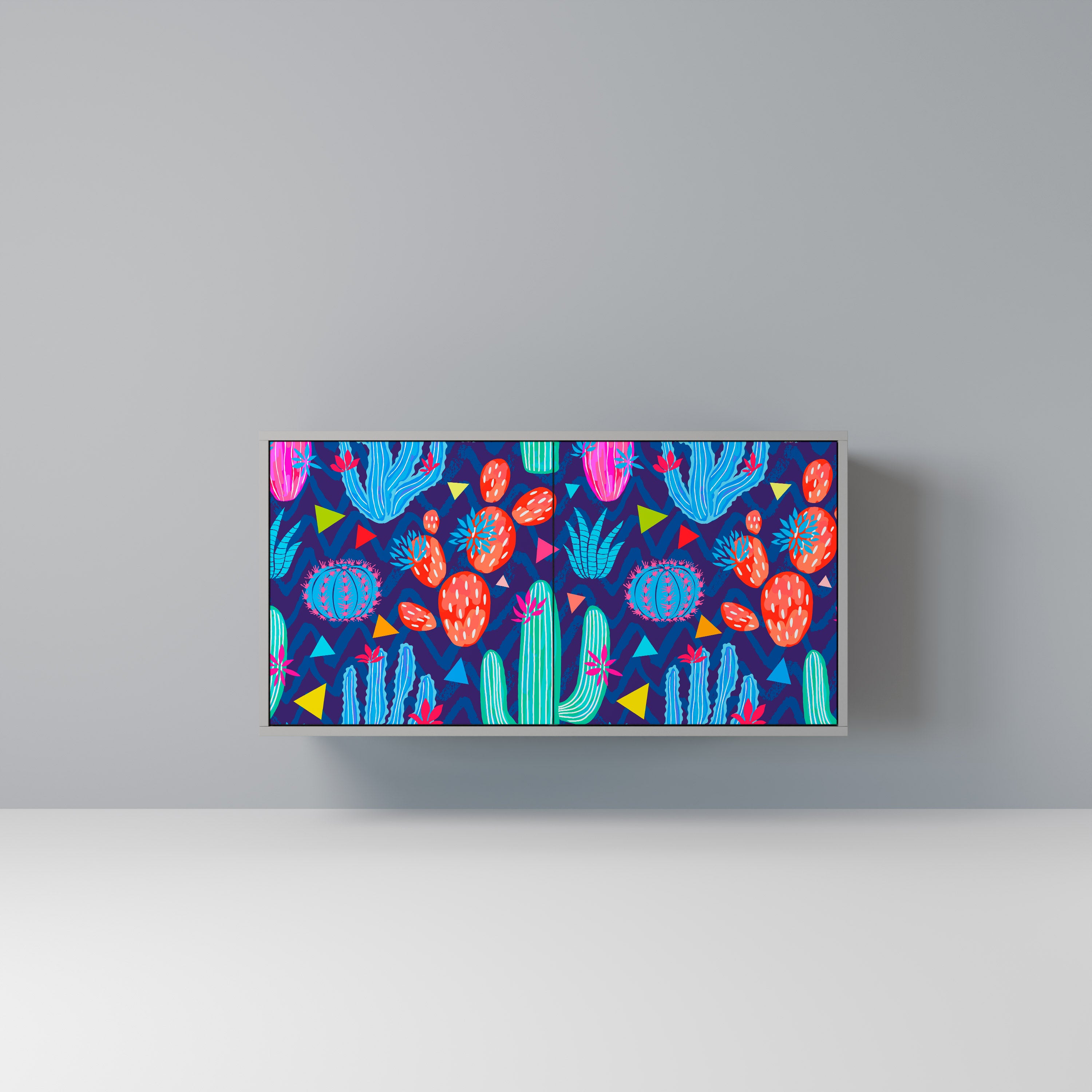 Aparador CACTUS VIBES de 2 puertas en acabado gris