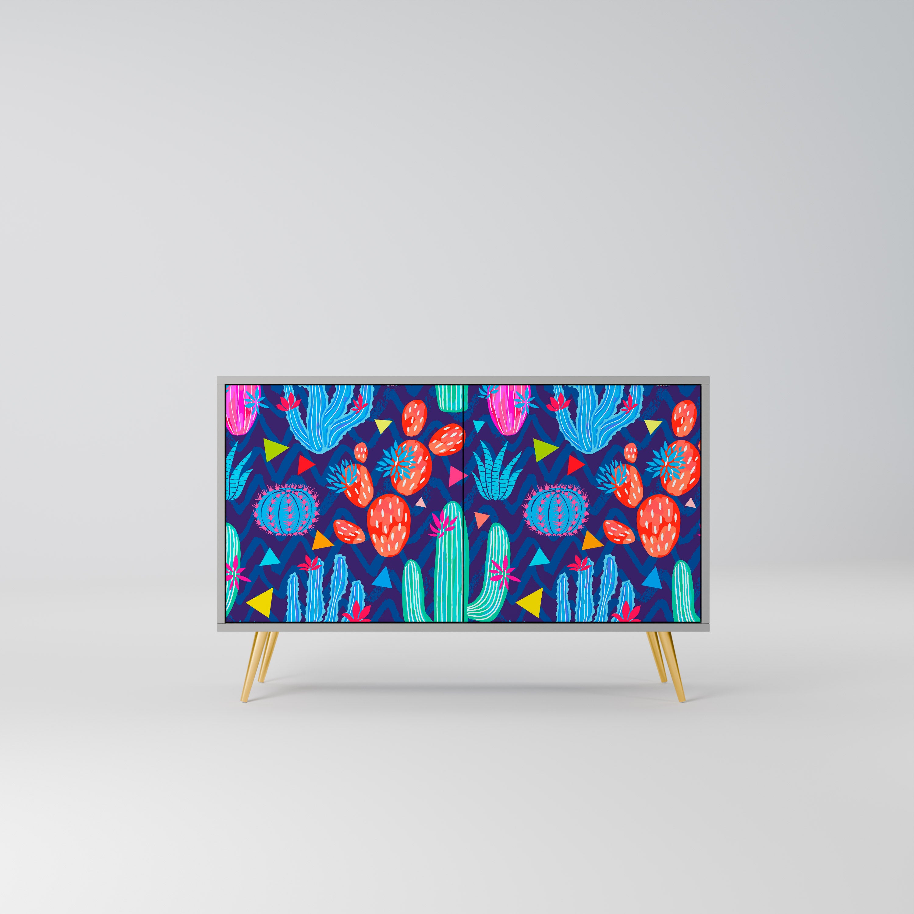 Aparador CACTUS VIBES de 2 puertas en acabado gris