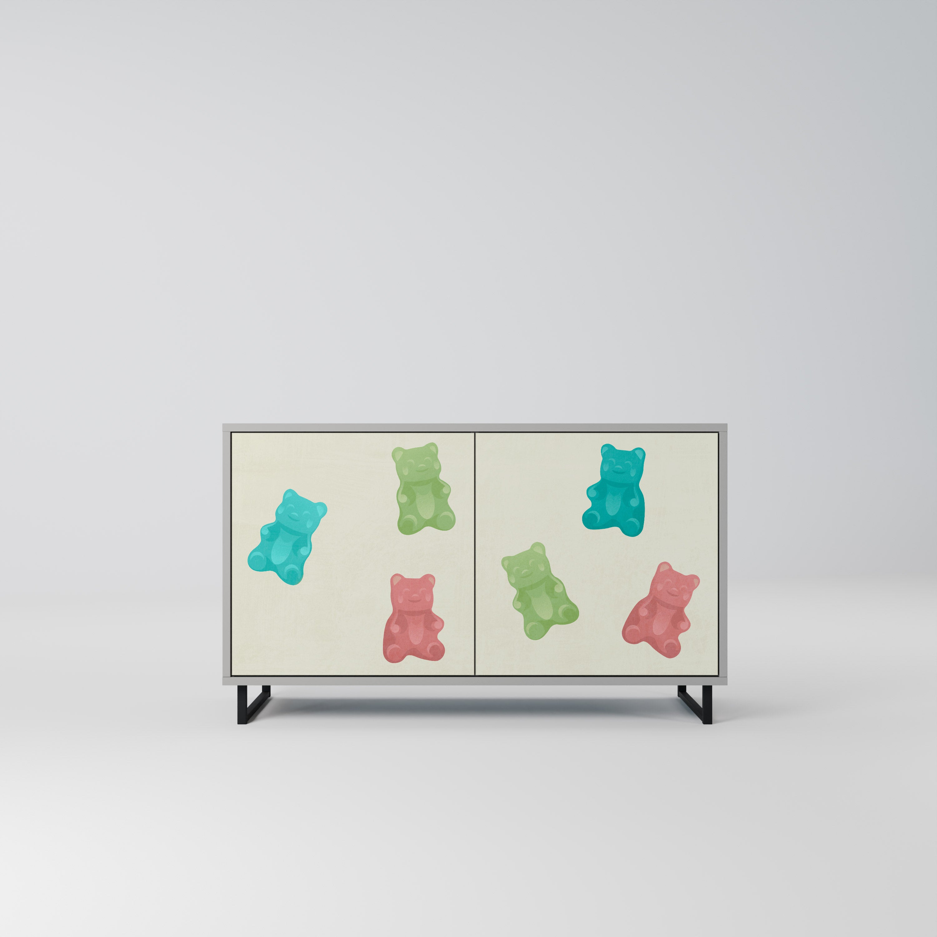 Aparador de 2 puertas GUMMY BEARS en acabado gris