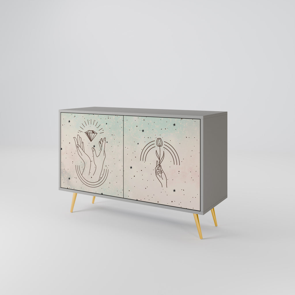 Aparador DELICATE BEAUTY de 2 puertas en acabado gris