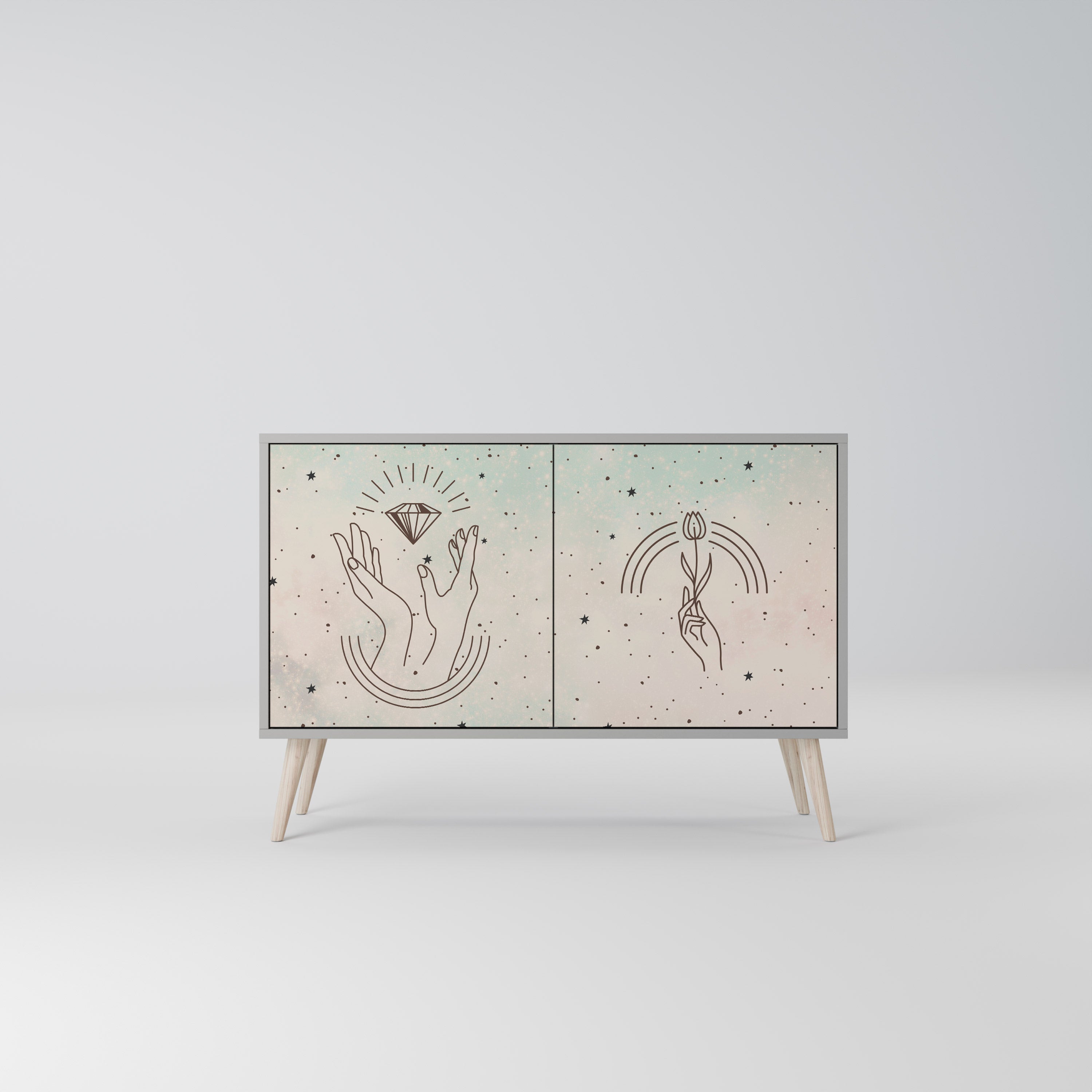 Aparador DELICATE BEAUTY de 2 puertas en acabado gris