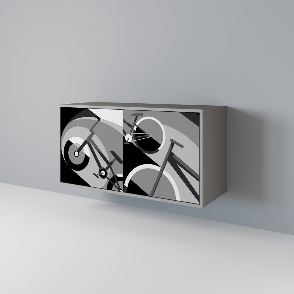 Aparador BIKE ENERGY de 2 puertas con acabado gris