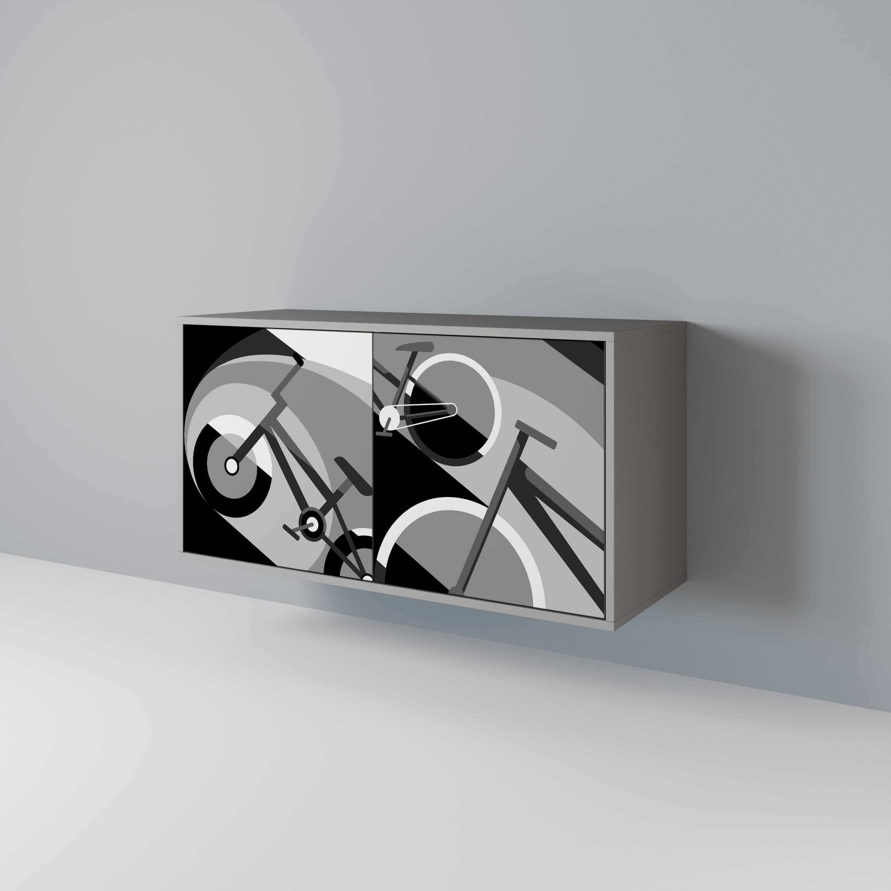 Aparador BIKE ENERGY de 2 puertas con acabado gris
