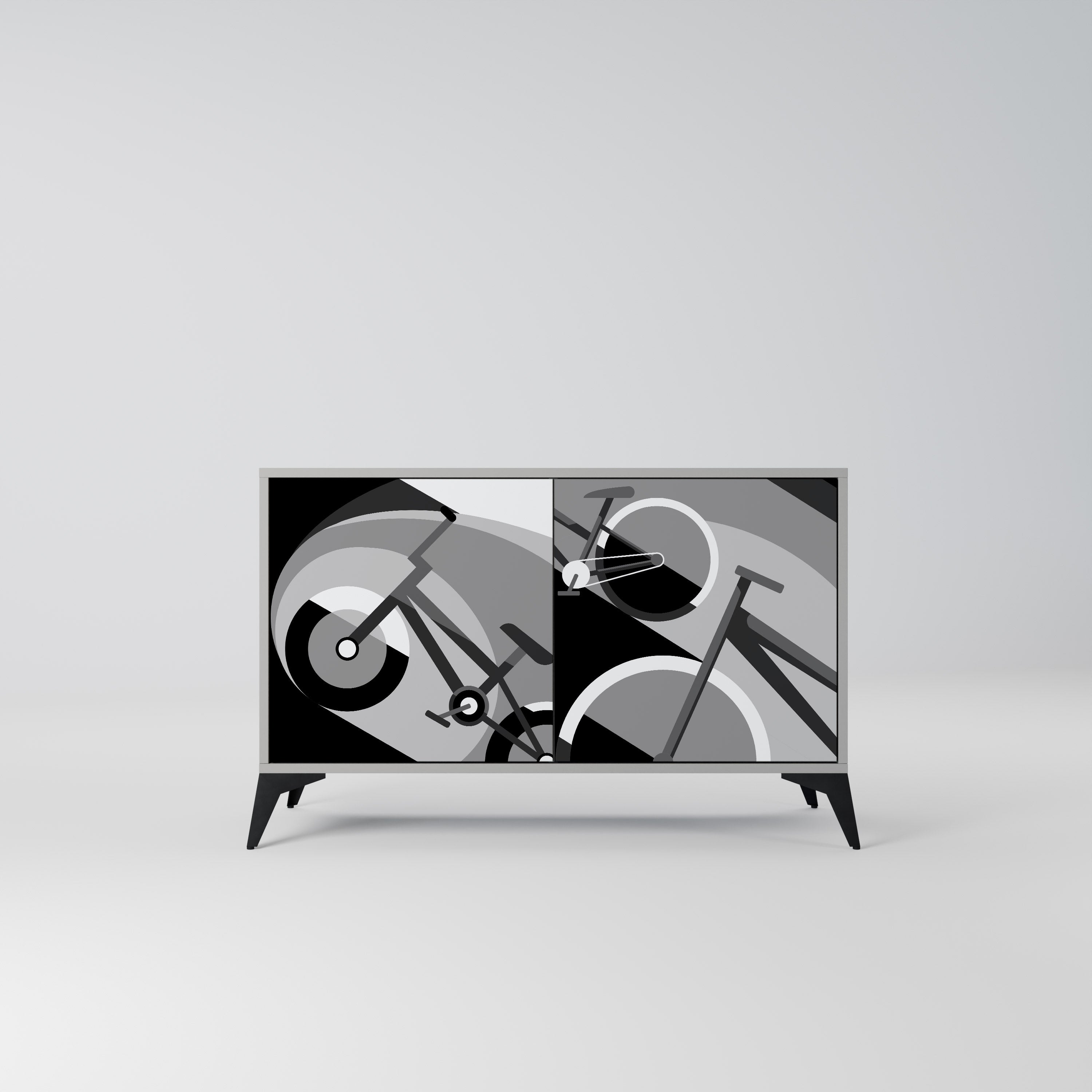 Aparador BIKE ENERGY de 2 puertas con acabado gris