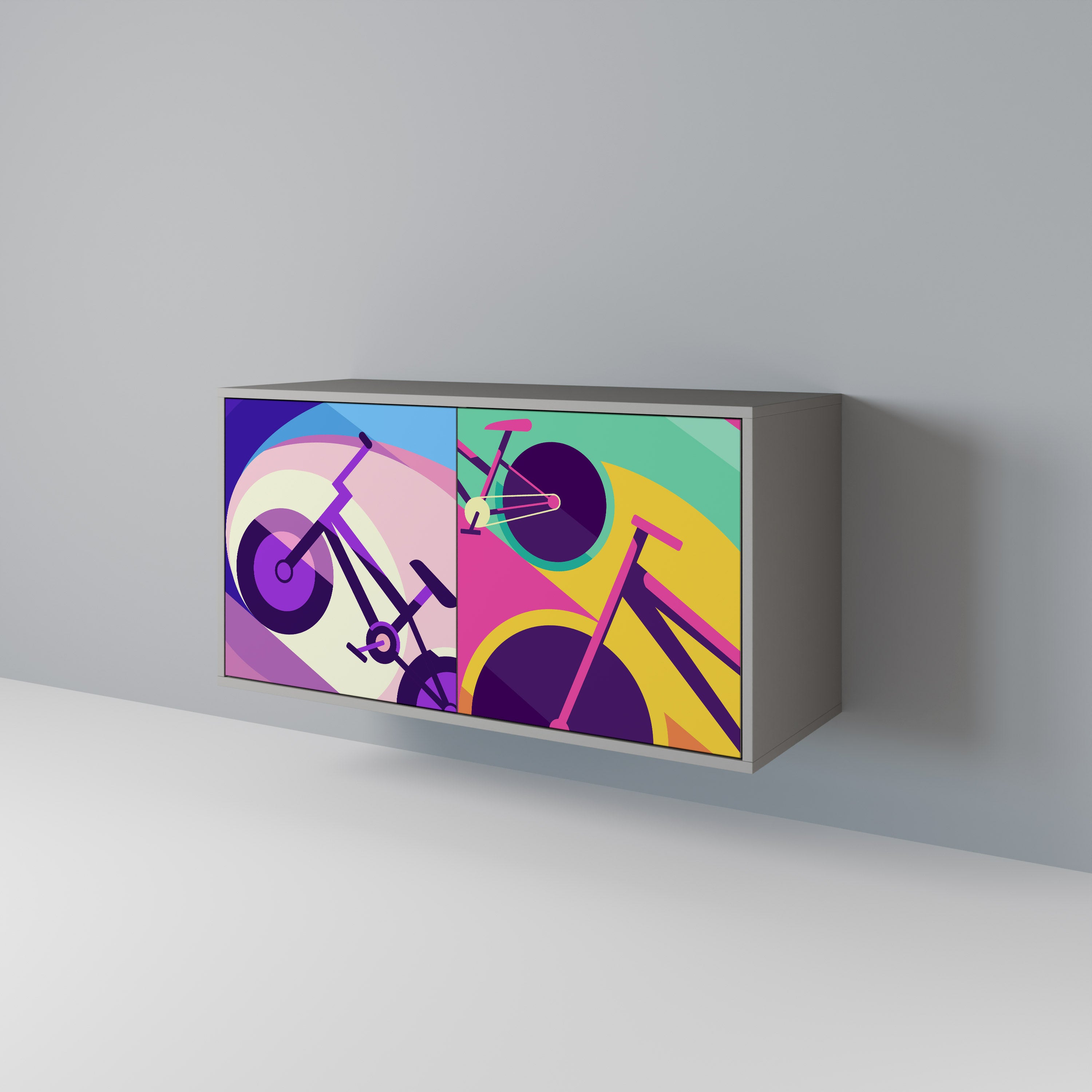 Aparador BIKE DREAMS de 2 puertas en acabado gris