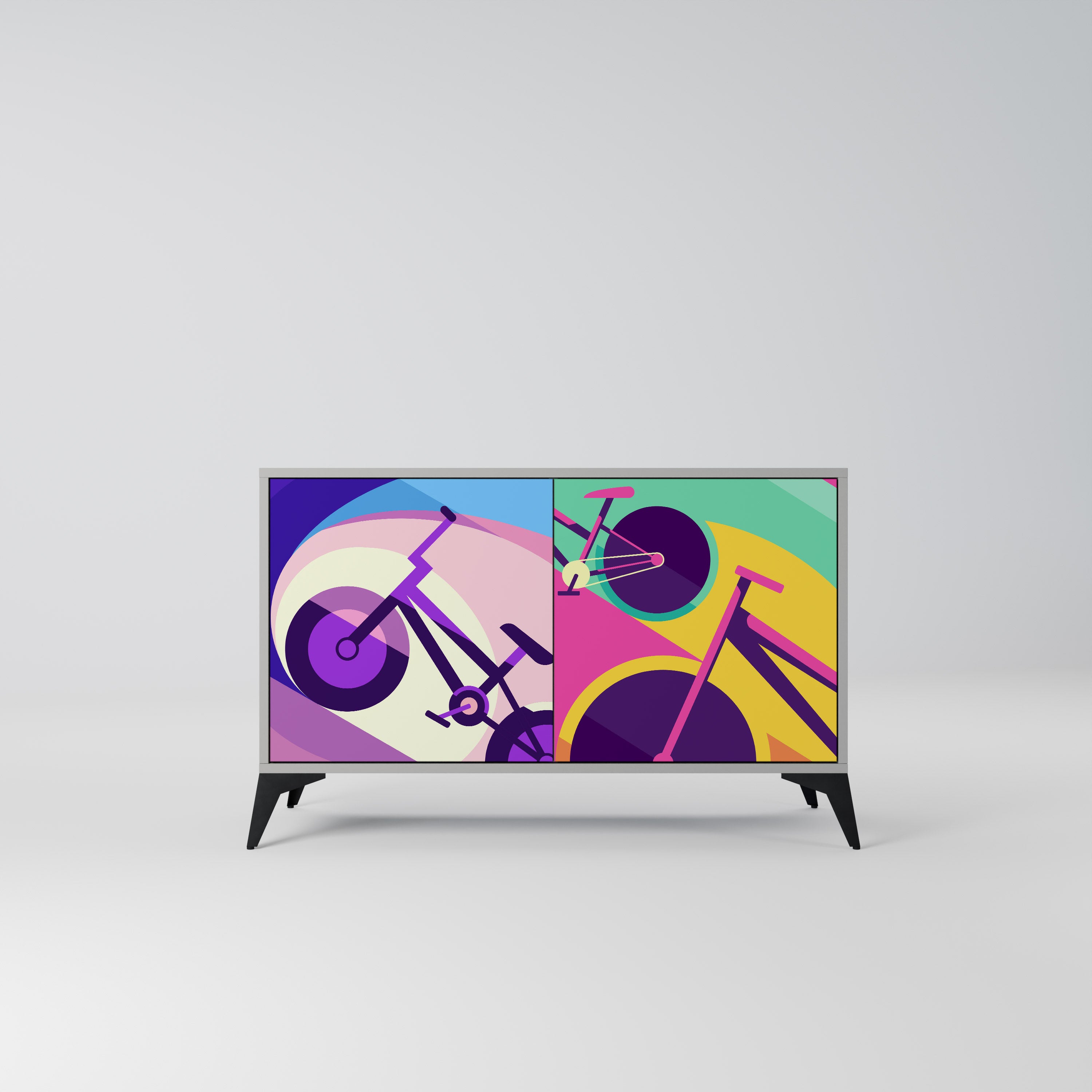 Aparador BIKE DREAMS de 2 puertas en acabado gris