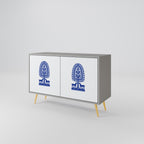 POLISH FOLK ART 2-Door Sideboard in Grey Finish
