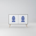 POLISH FOLK ART 2-Door Sideboard in Grey Finish