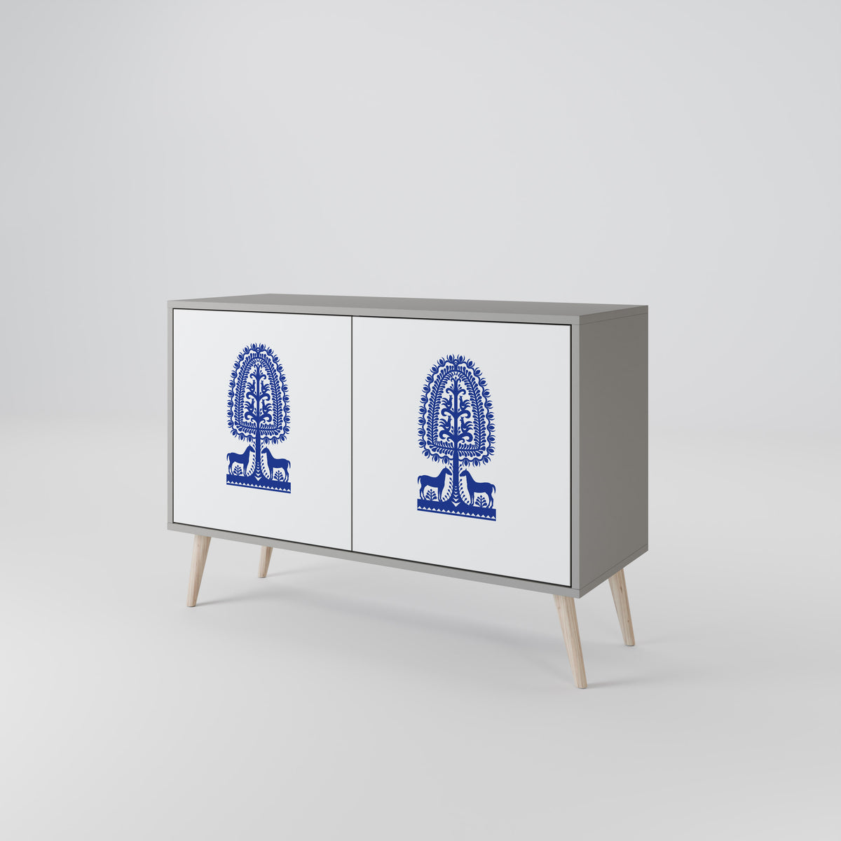 POLISH FOLK ART Aparador de 2 Puertas