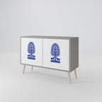 POLISH FOLK ART 2-Door Sideboard in Grey Finish