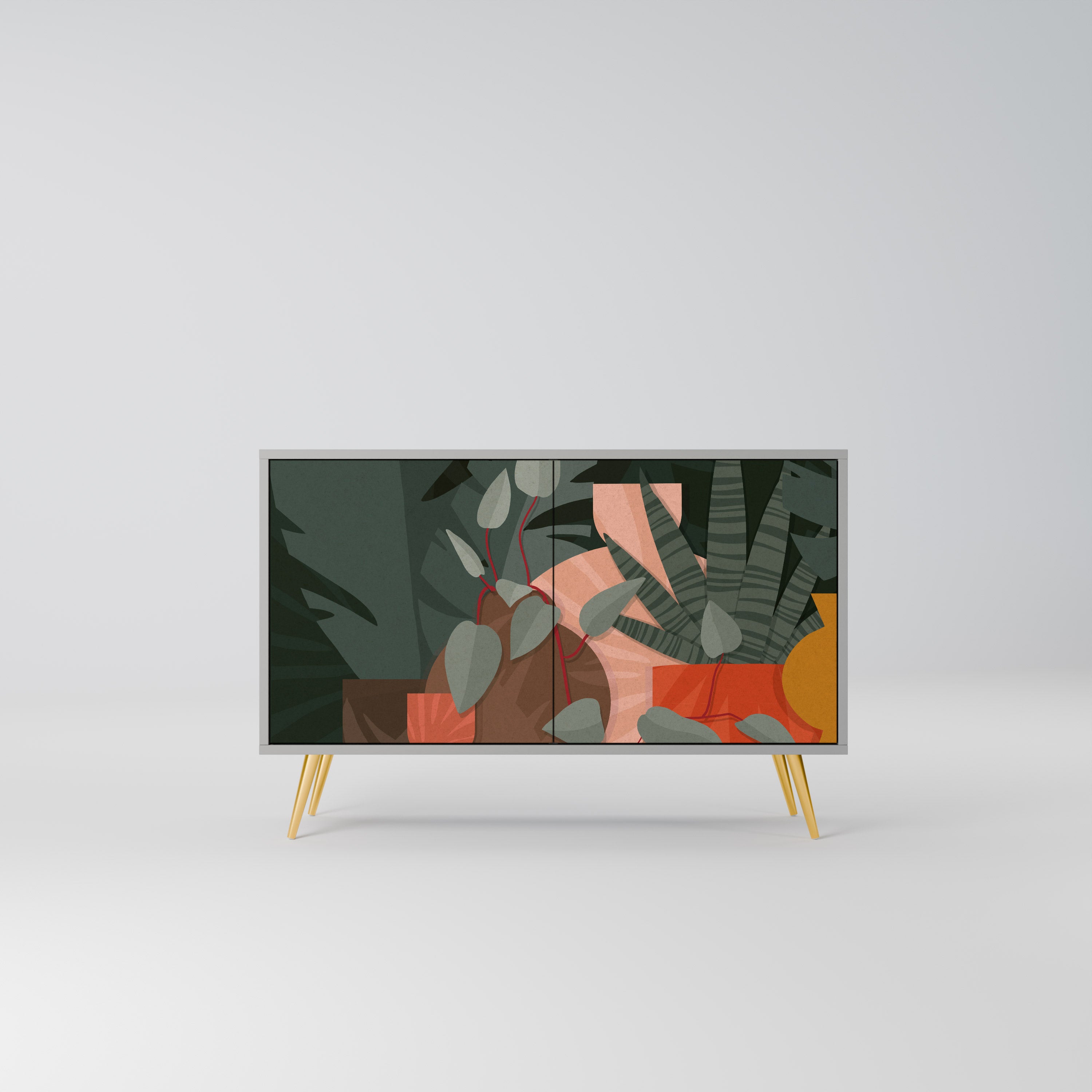 Aparador TROPICAL COMPOSITION de 2 puertas en acabado gris