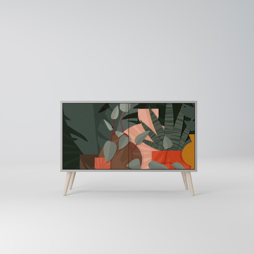 Aparador TROPICAL COMPOSITION de 2 puertas en acabado gris