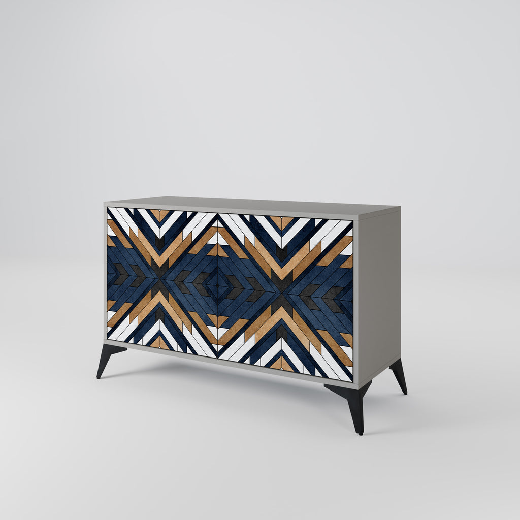 ARTFUL GEOMETRY 2-Door Sideboard in Grey Finish