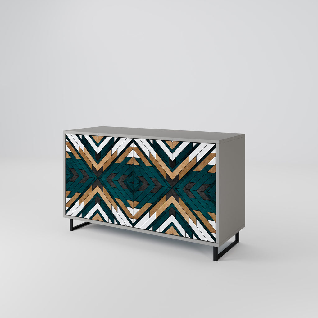 ARTISTIC GEOMETRY 2-Door Sideboard in Grey Finish