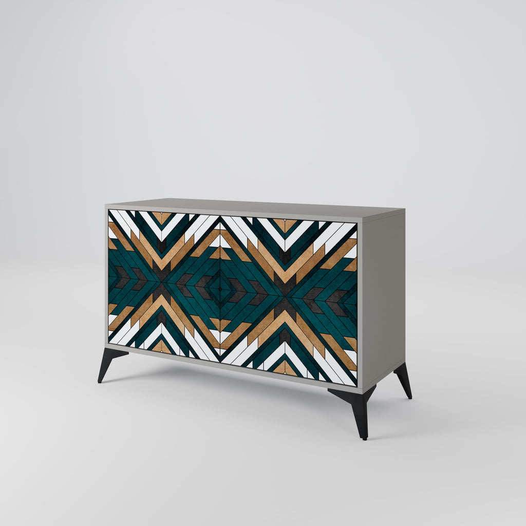 ARTISTIC GEOMETRY 2-Door Sideboard in Grey Finish