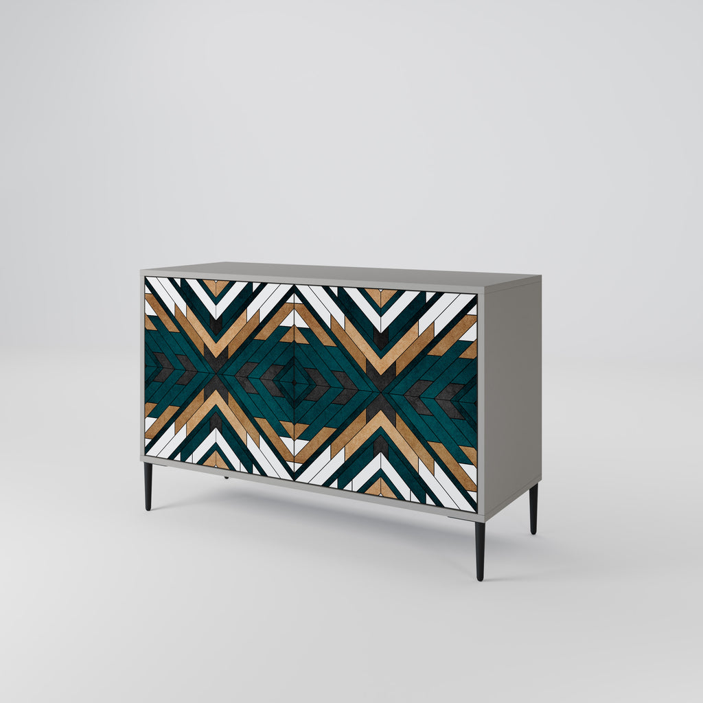 ARTISTIC GEOMETRY 2-Door Sideboard in Grey Finish