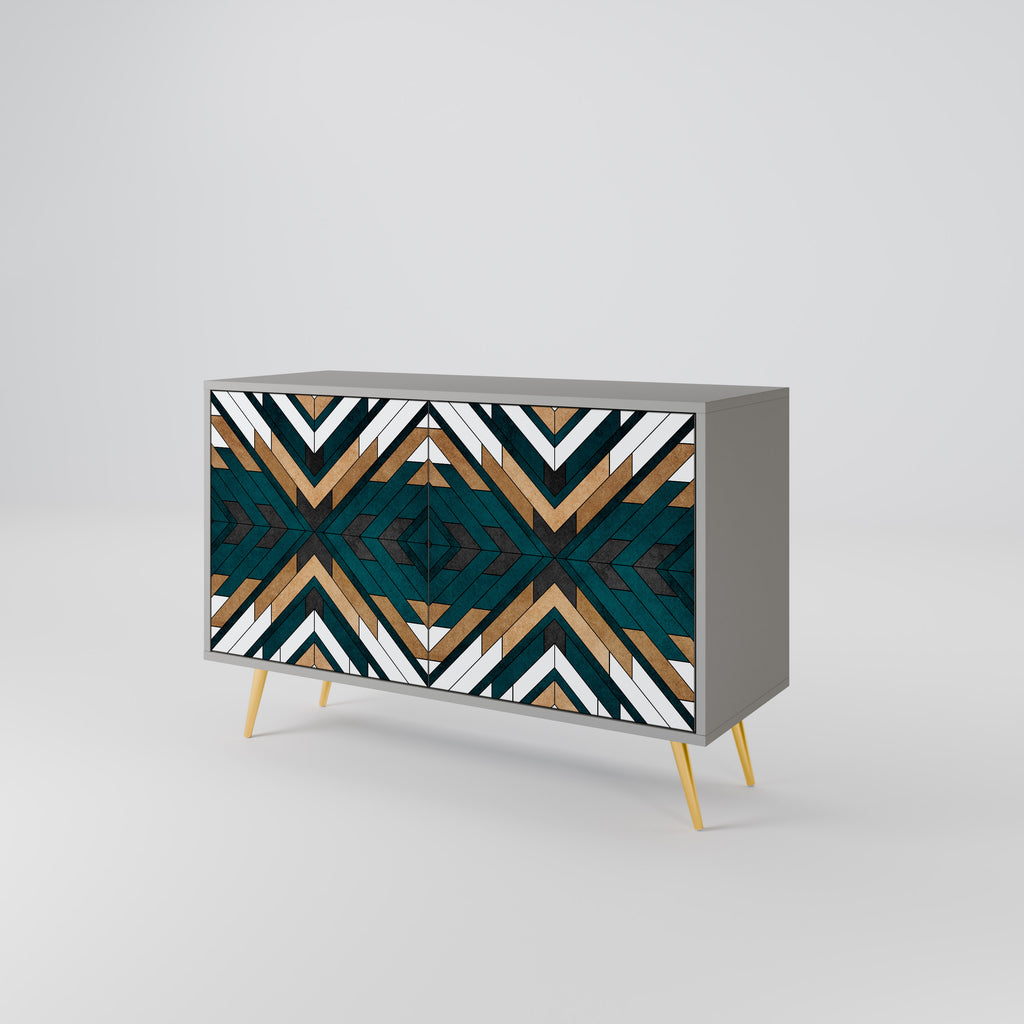ARTISTIC GEOMETRY 2-Door Sideboard in Grey Finish