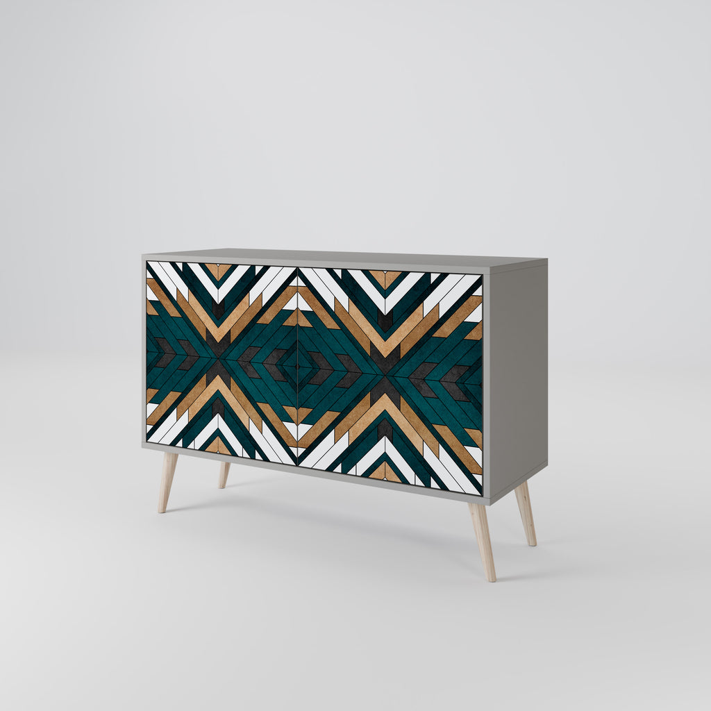 ARTISTIC GEOMETRY 2-Door Sideboard in Grey Finish