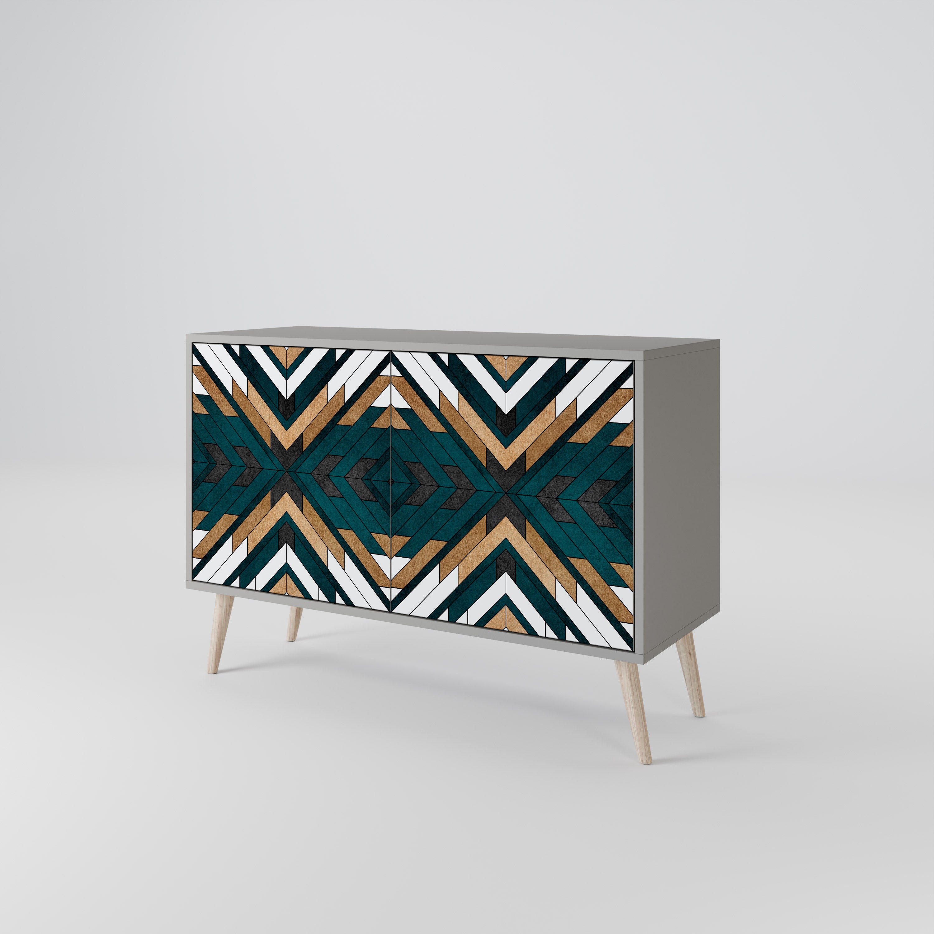 ARTISTIC GEOMETRY 2-Door Sideboard in Grey Finish
