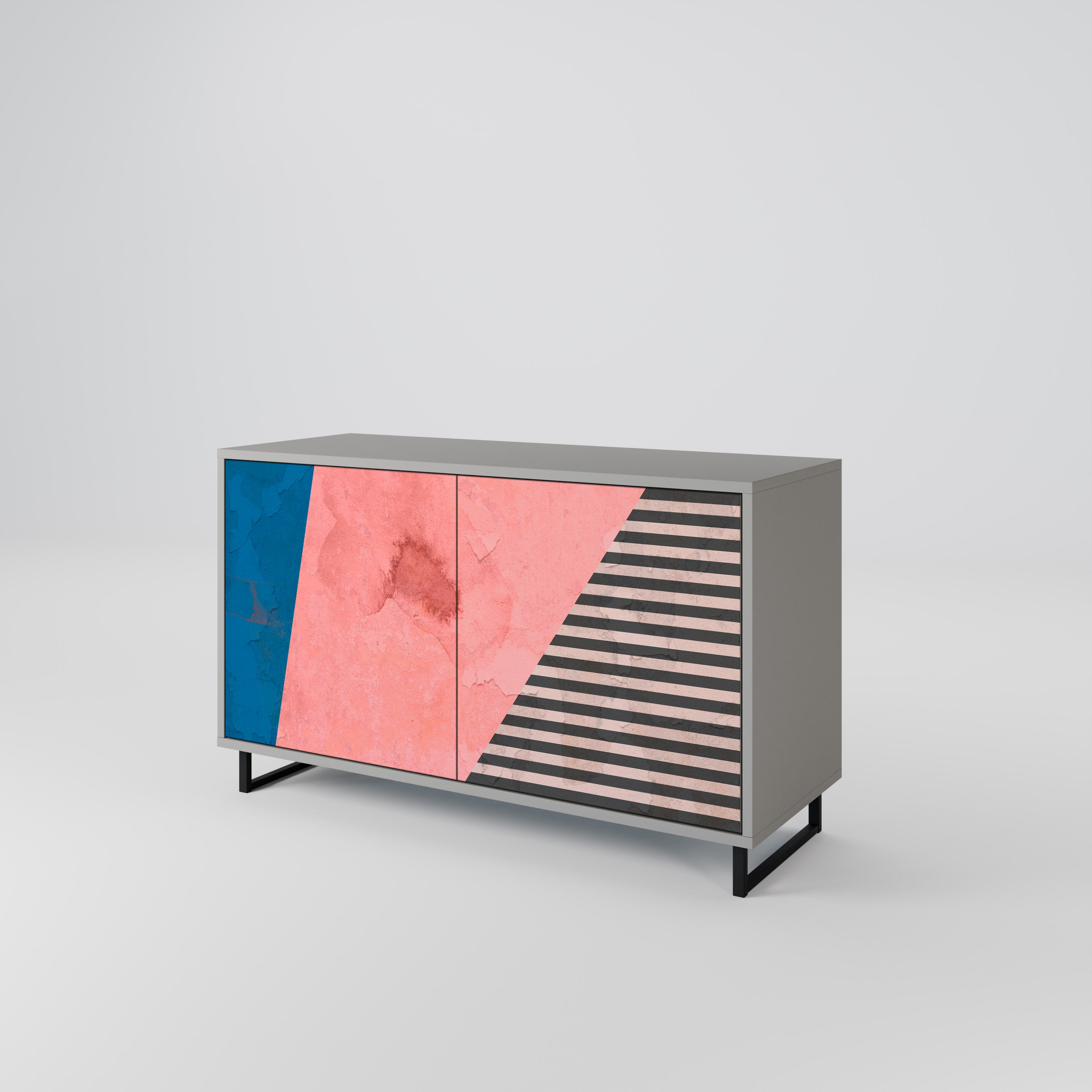 Aparador GLAMOROUS STRIPE de 2 puertas en acabado gris