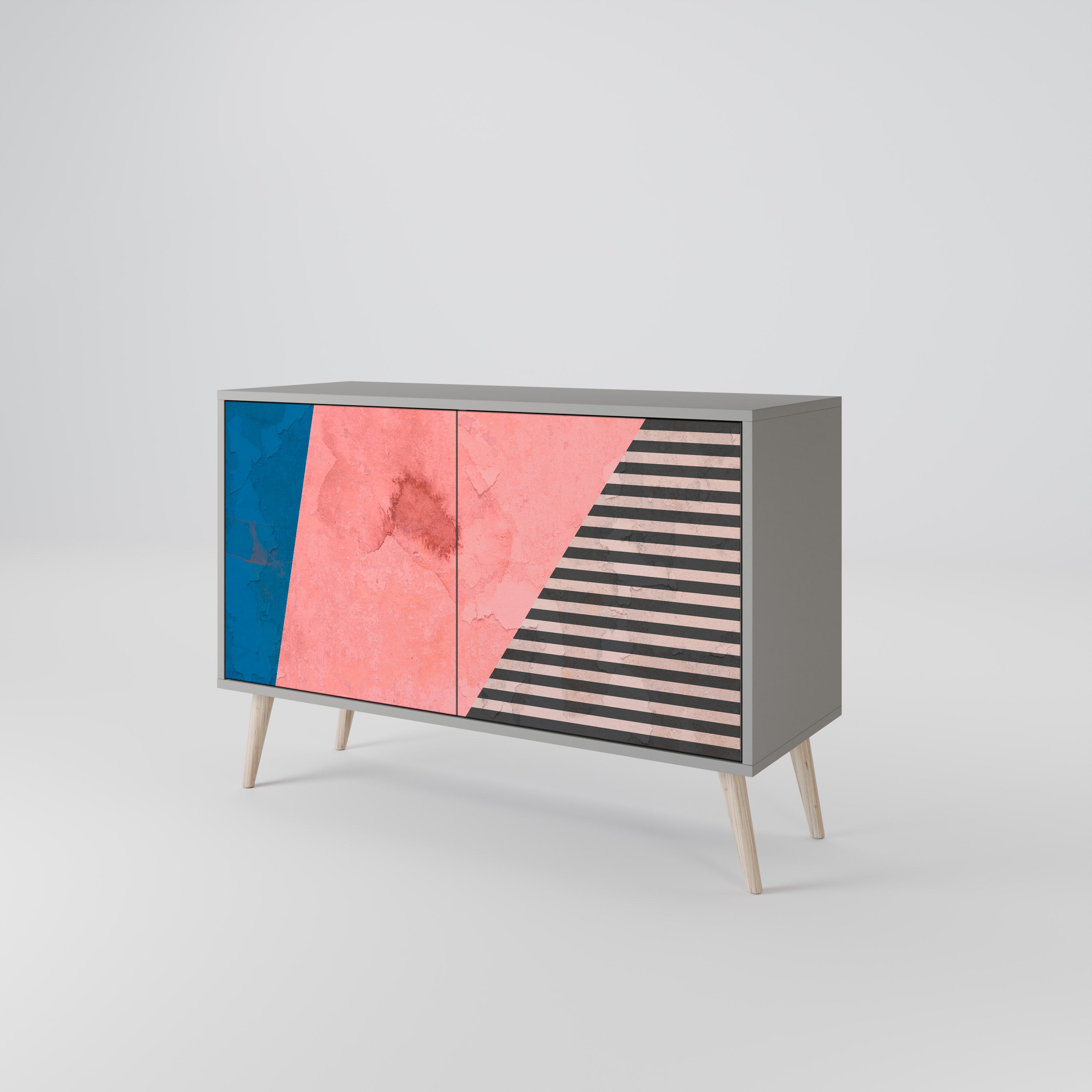 Aparador GLAMOROUS STRIPE de 2 puertas en acabado gris