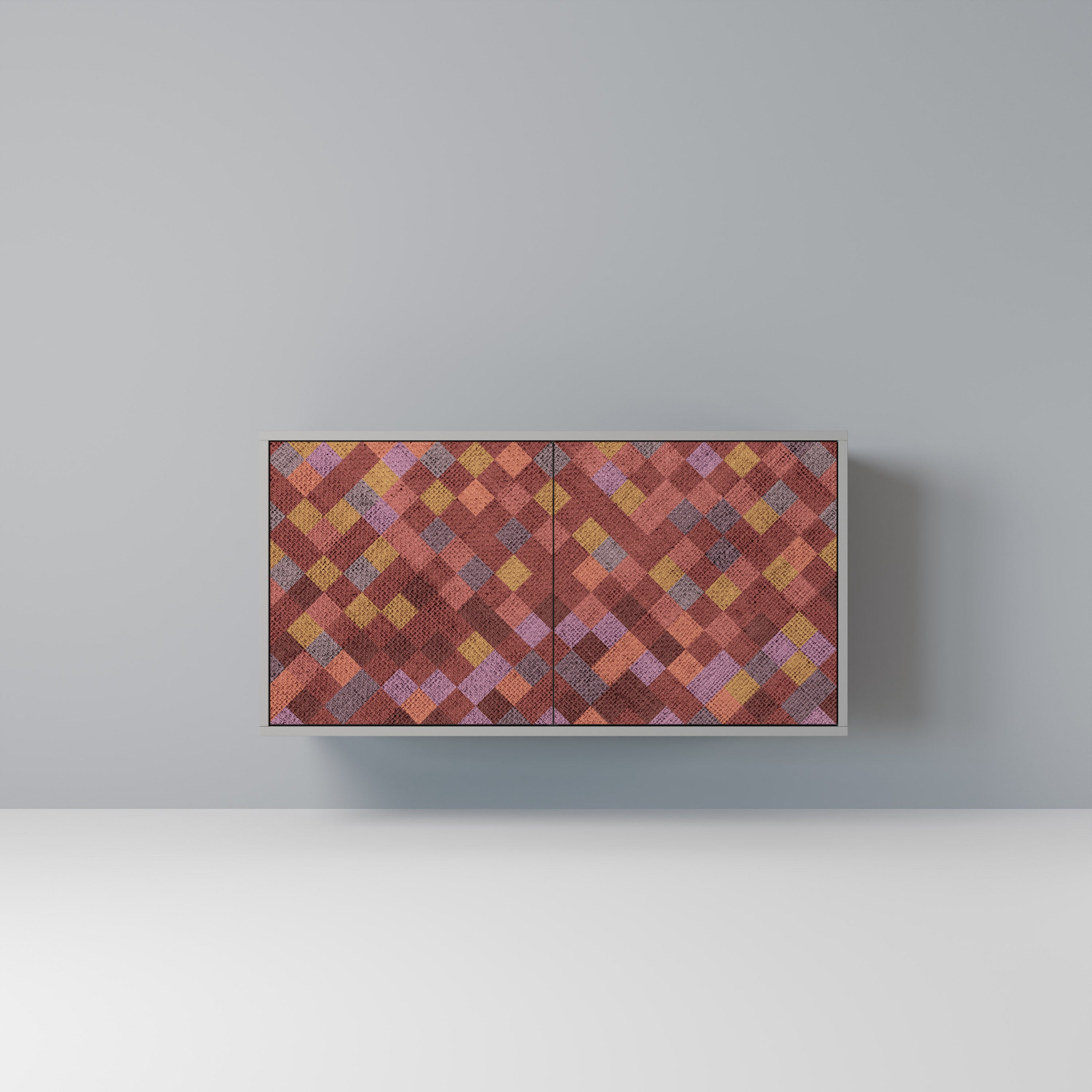 Aparador de 2 puertas PAINTED SQUARES en acabado gris