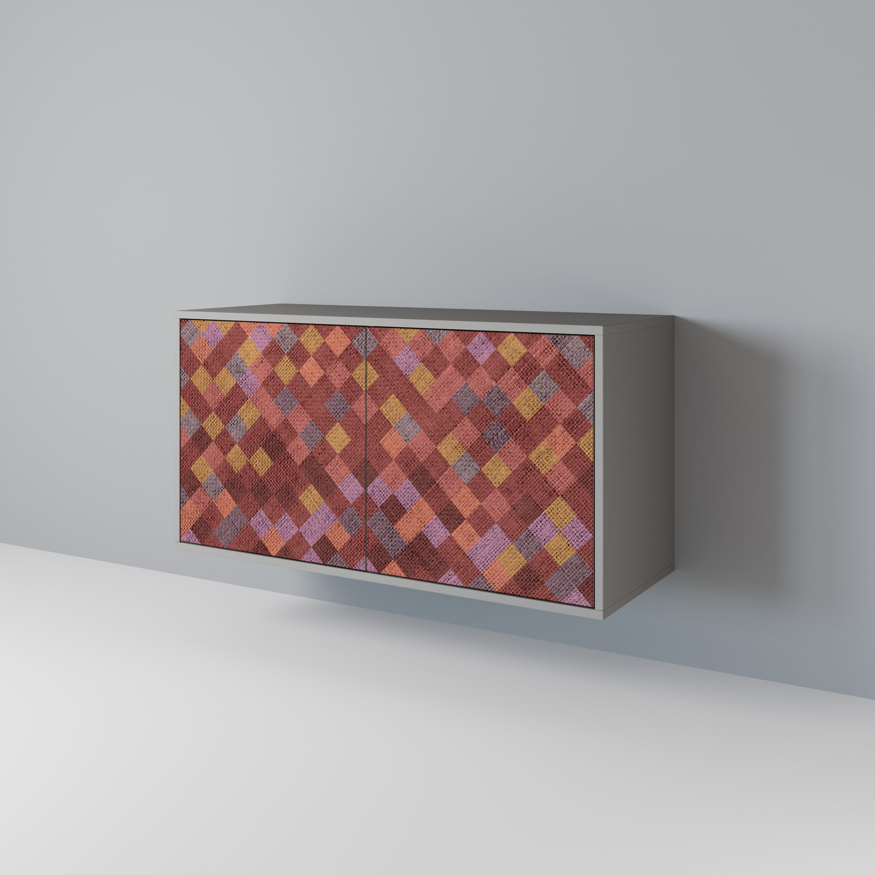 Aparador de 2 puertas PAINTED SQUARES en acabado gris