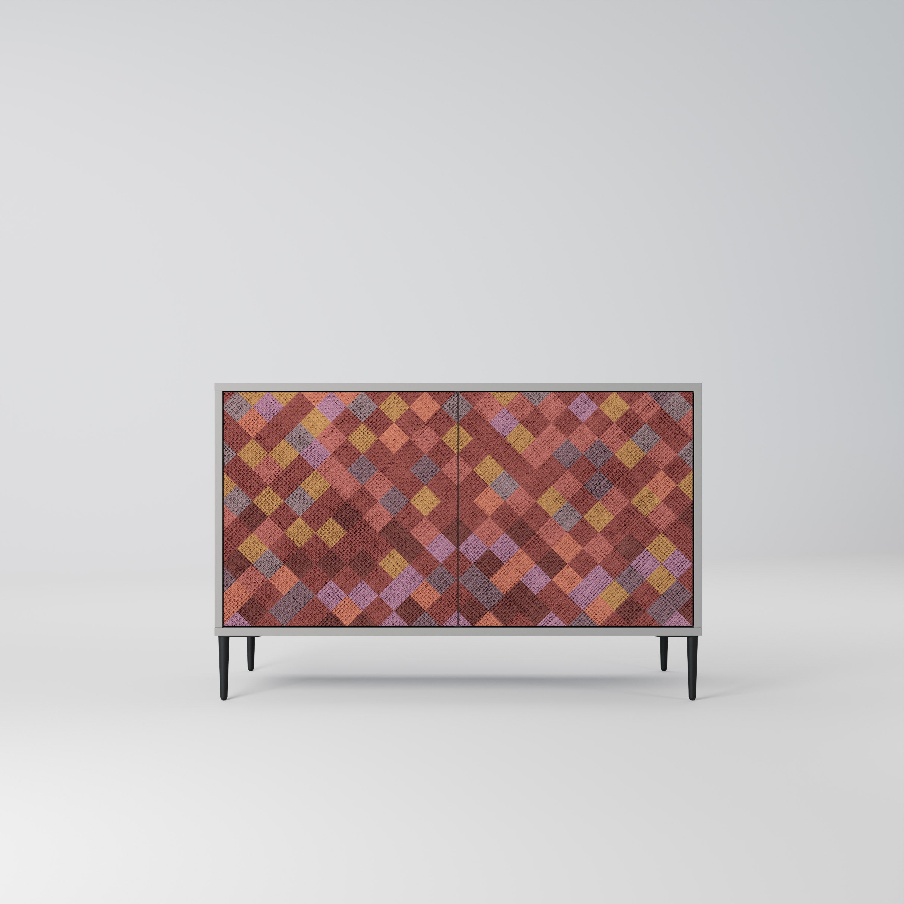 Aparador de 2 puertas PAINTED SQUARES en acabado gris