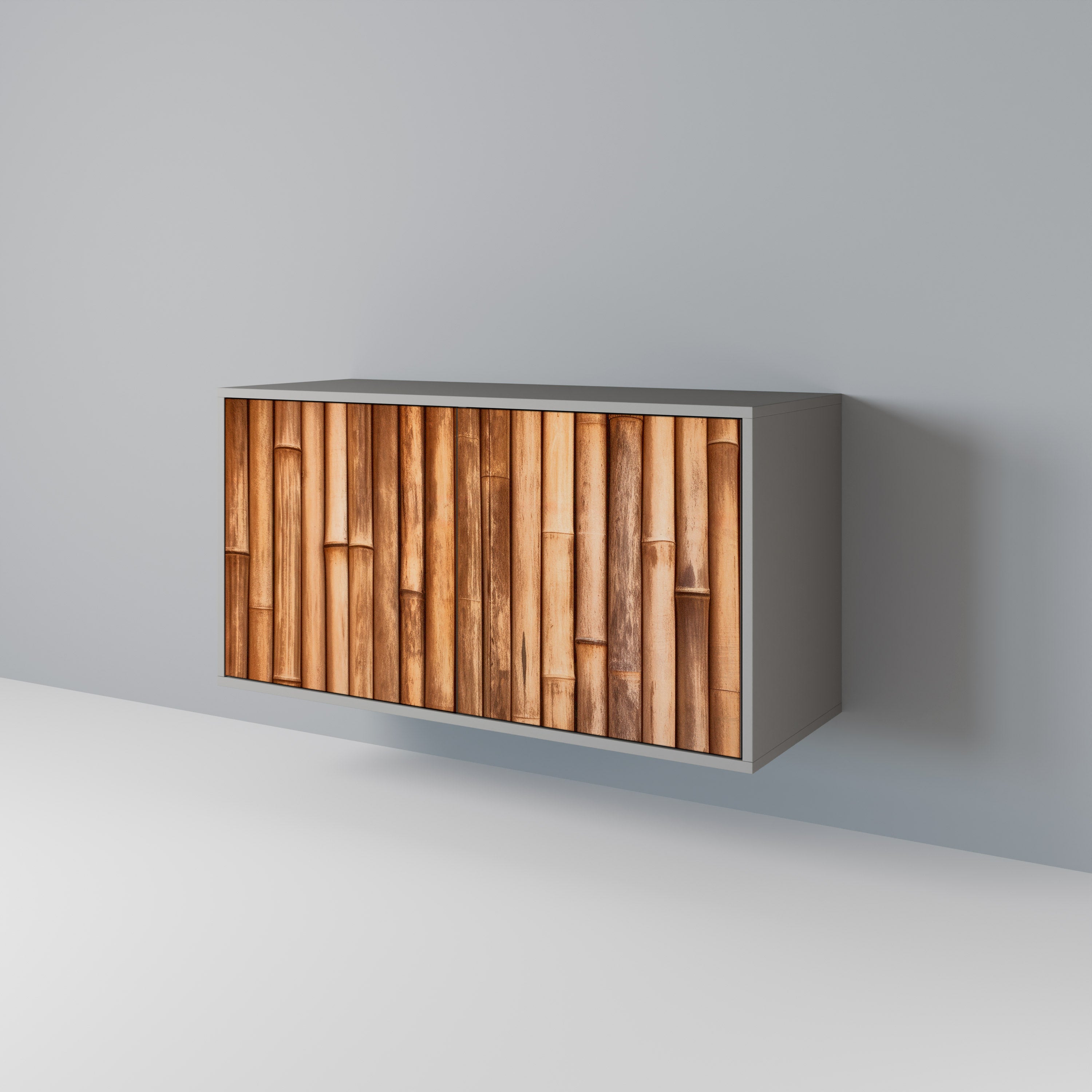 Aparador de 2 puertas de madera natural en acabado gris