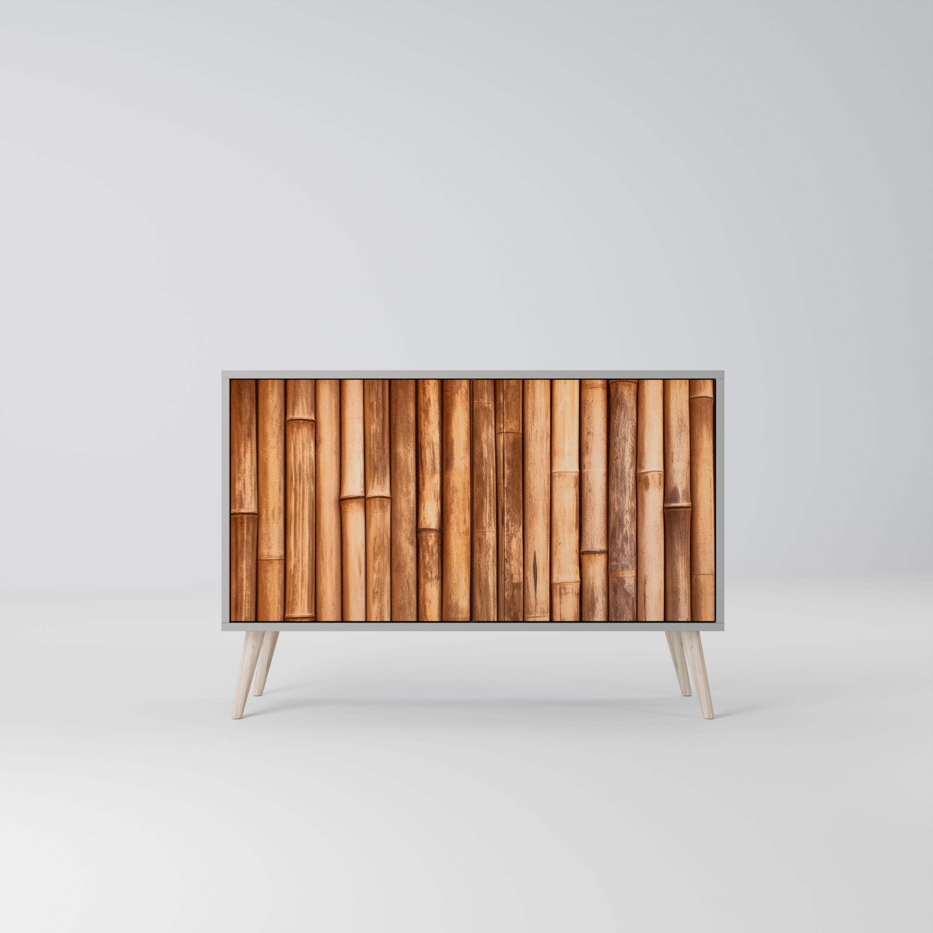 Aparador de 2 puertas de madera natural en acabado gris