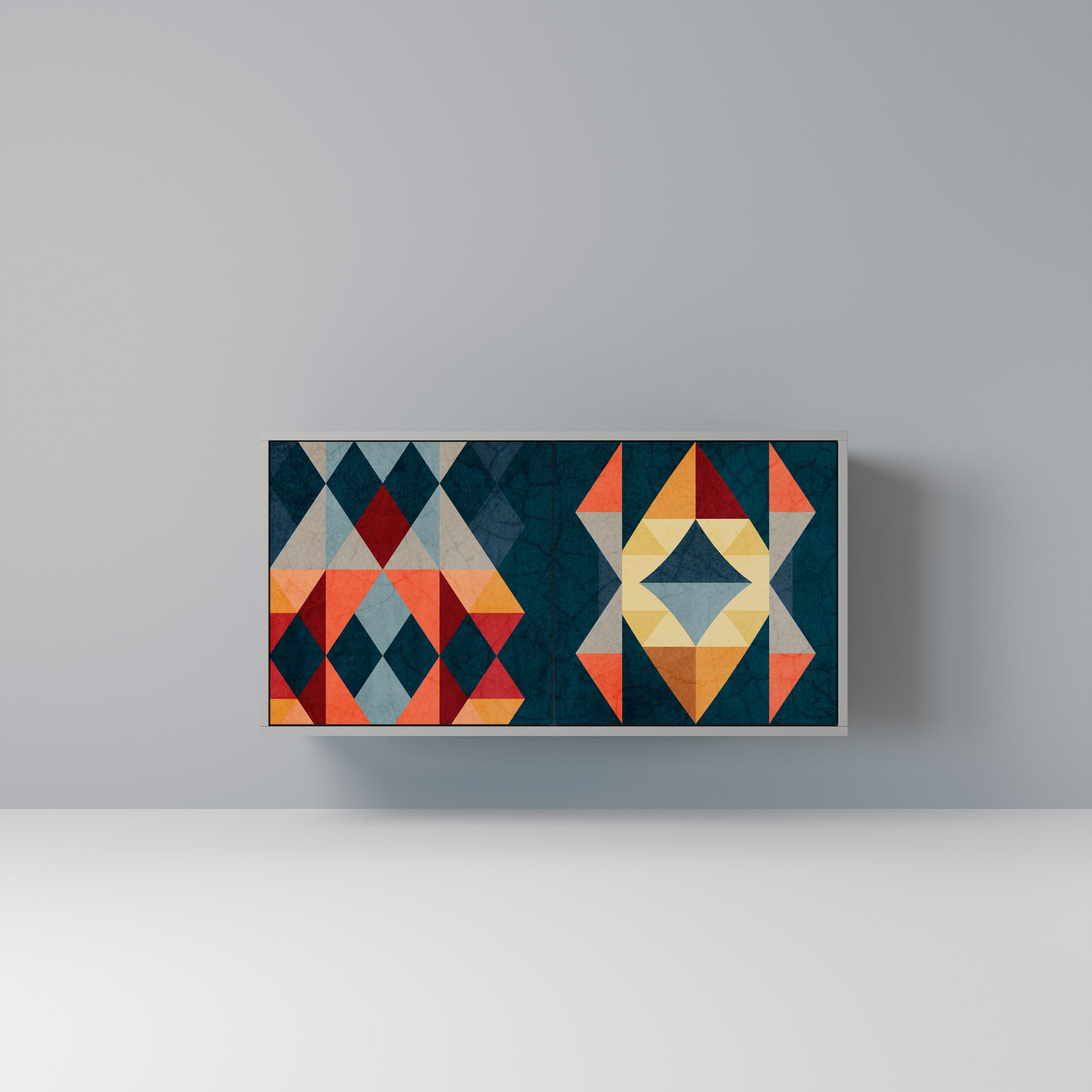 Aparador de 2 puertas CRACKED ILLUSION en acabado gris