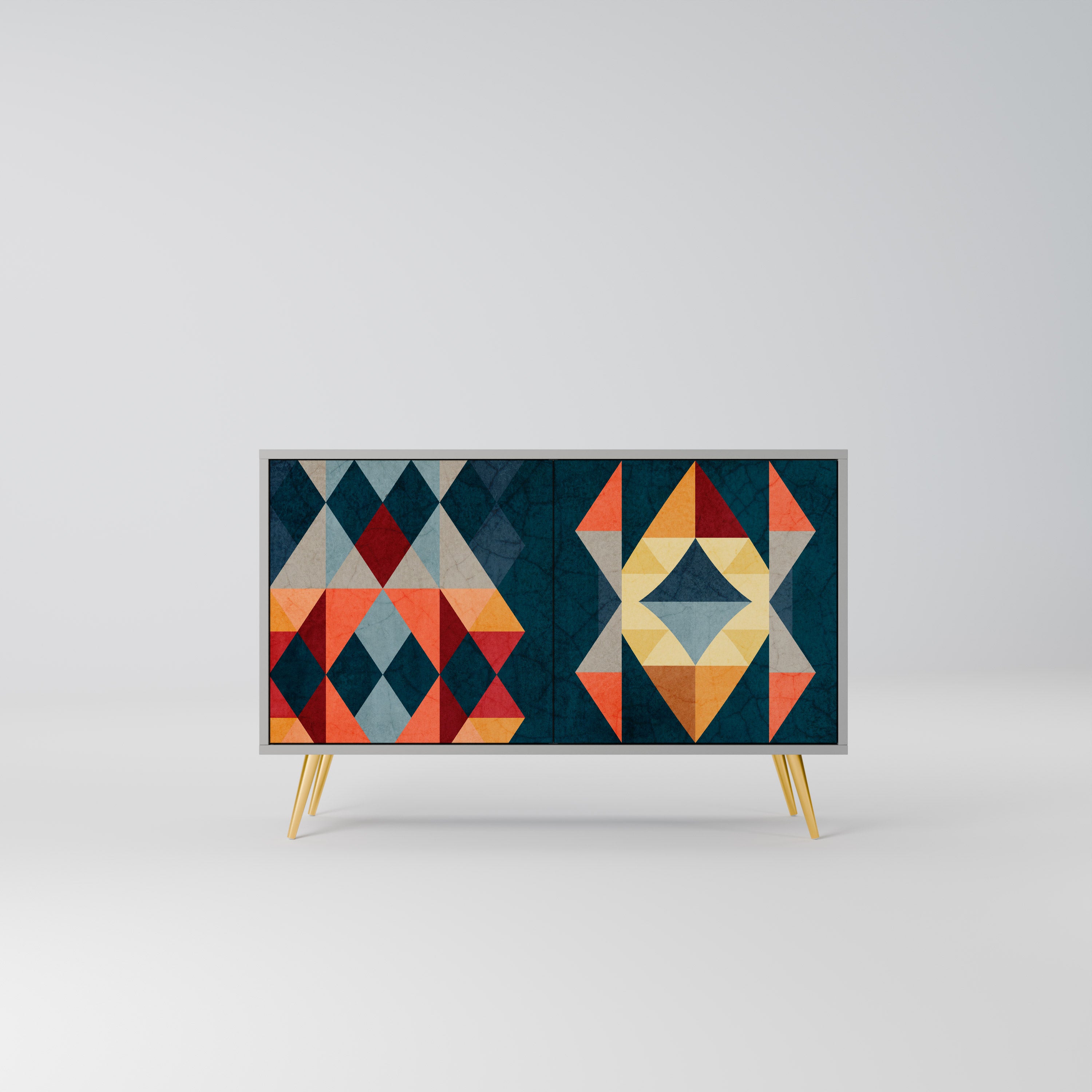 Aparador de 2 puertas CRACKED ILLUSION en acabado gris