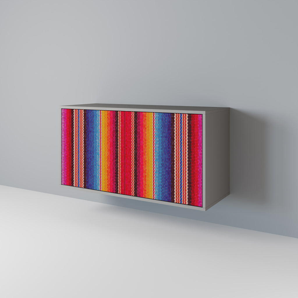 Aparador ÉTNICO MEXICANO de 2 puertas en acabado gris