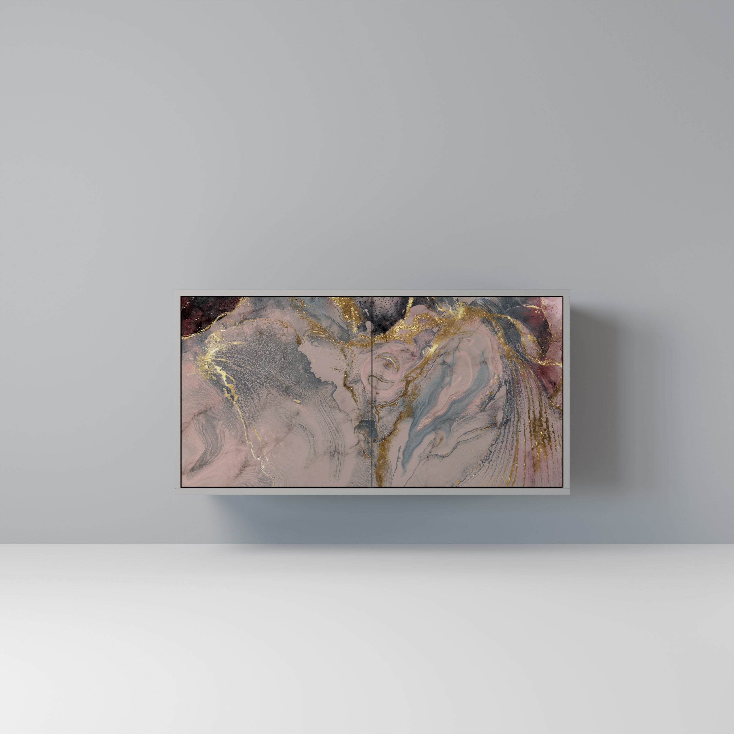 Aparador de 2 puertas GILDED SWIRLS en acabado gris