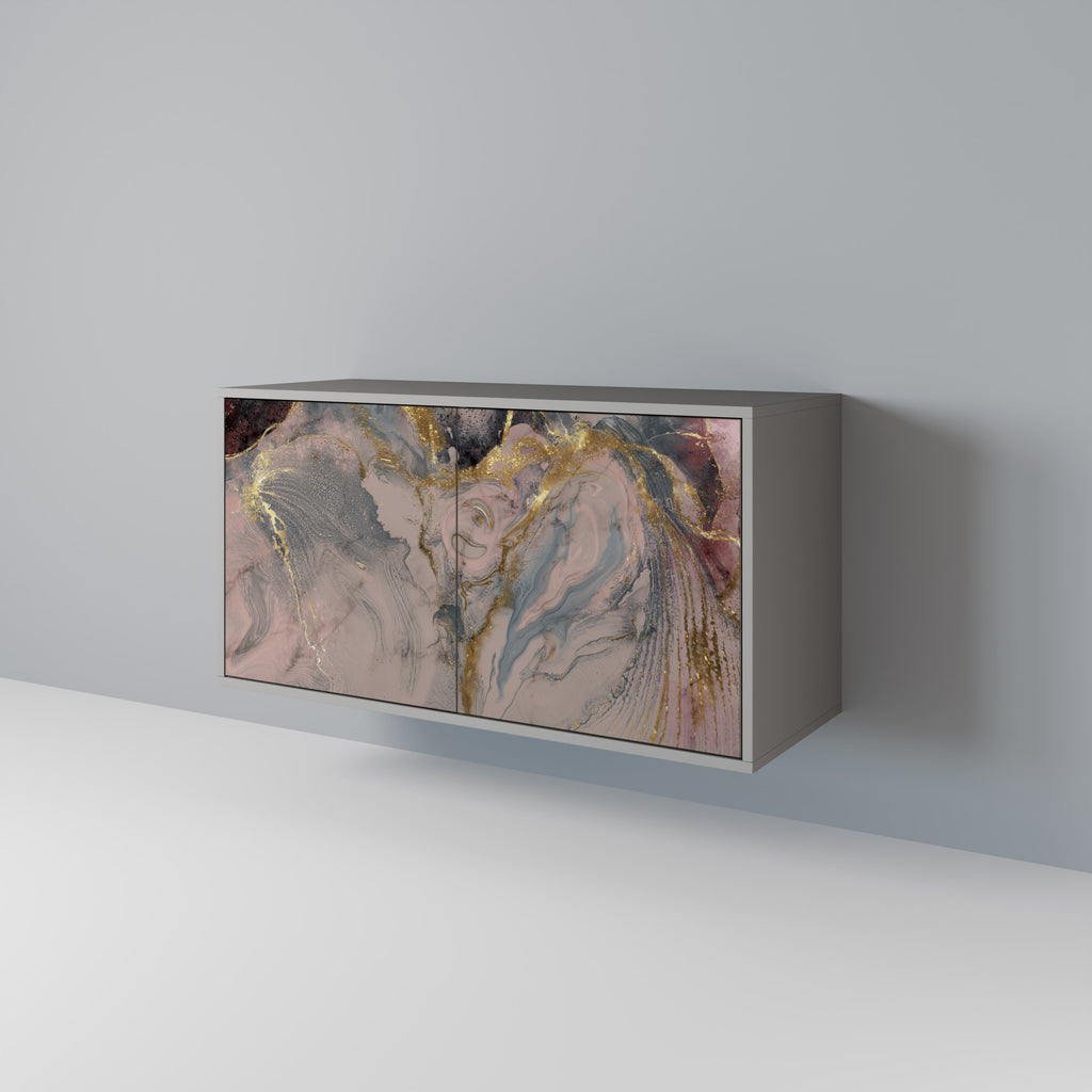 Aparador de 2 puertas GILDED SWIRLS en acabado gris