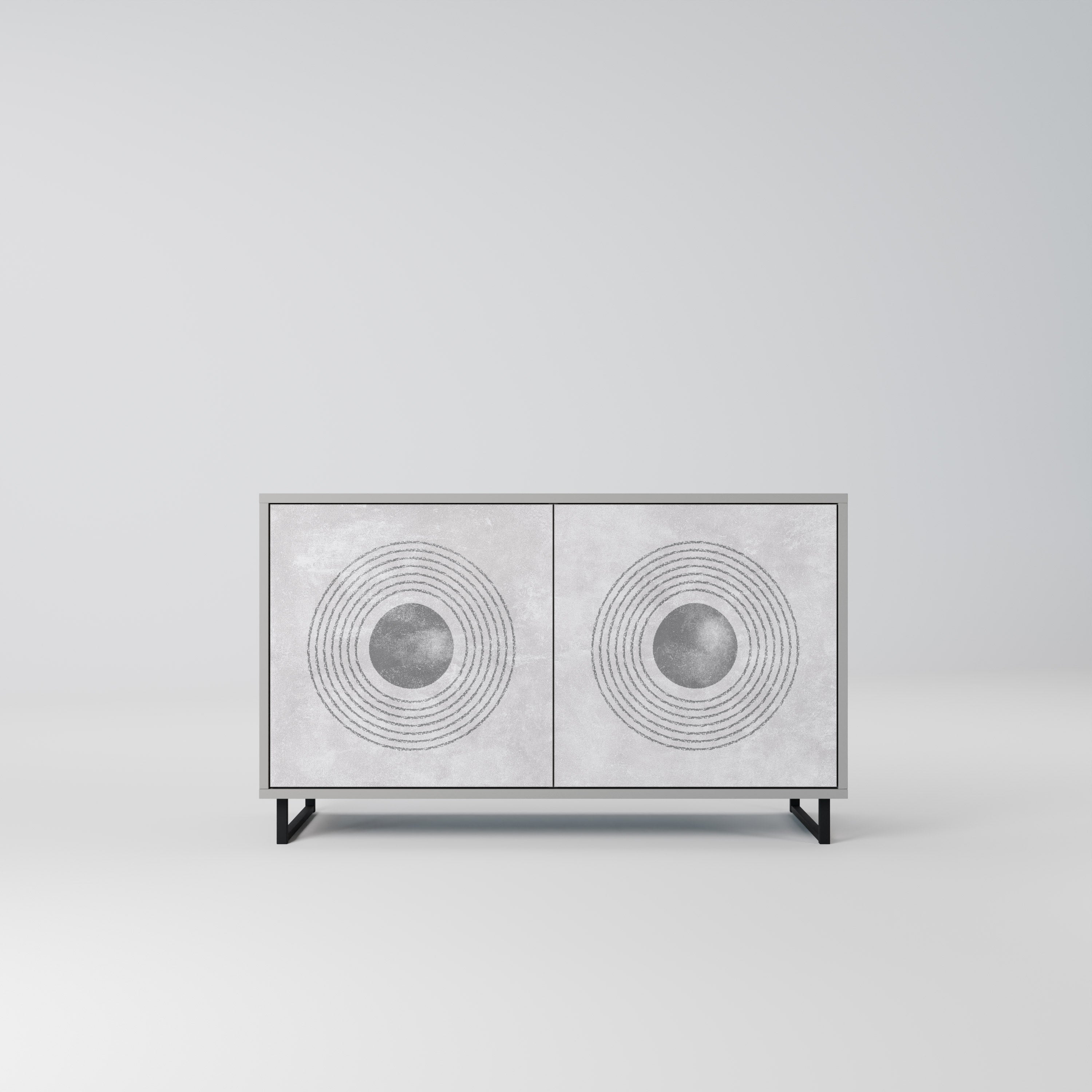 Aparador de 2 puertas SOLID CIRCLES en acabado gris