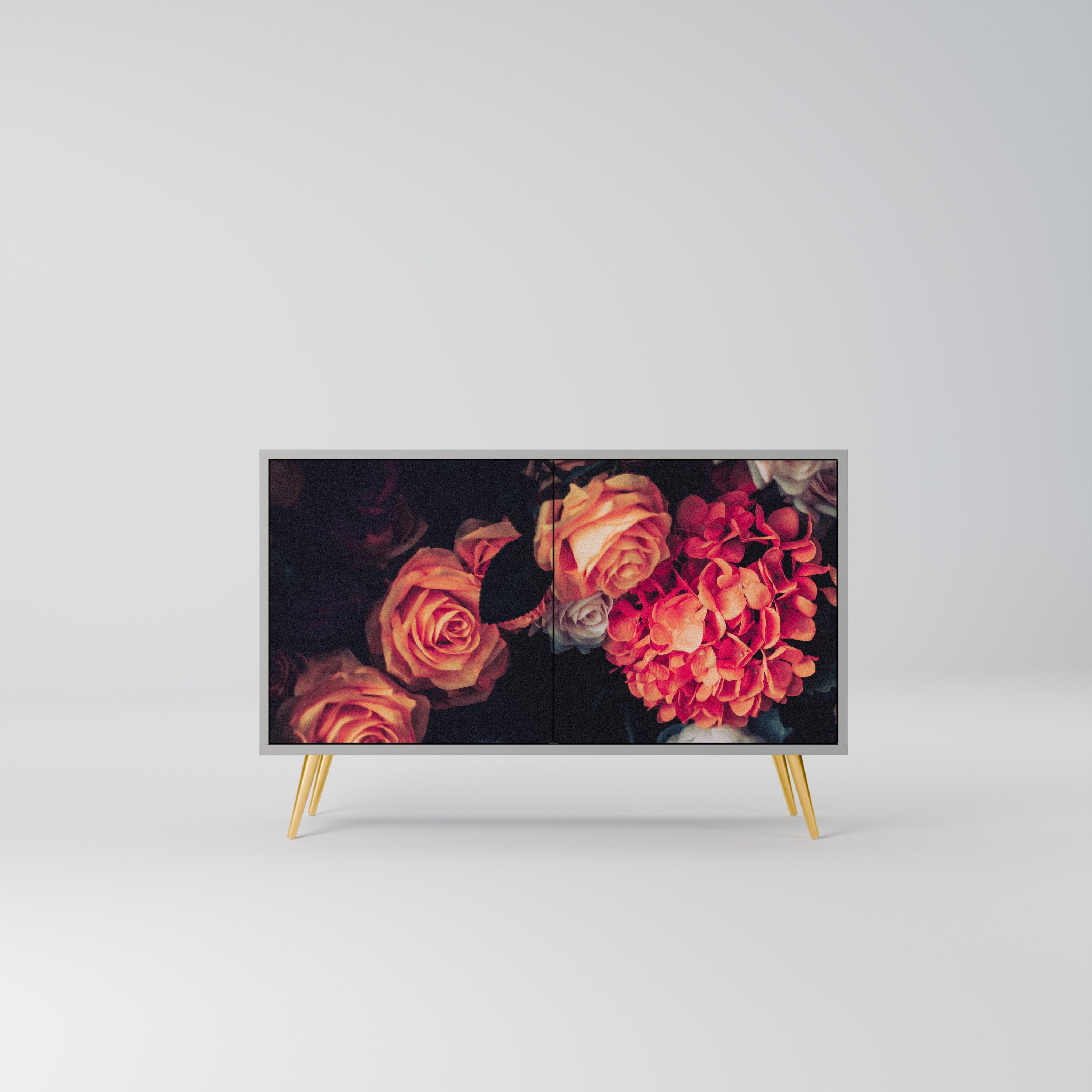 Aparador de 2 puertas NEVERENDING BLOOM en acabado gris