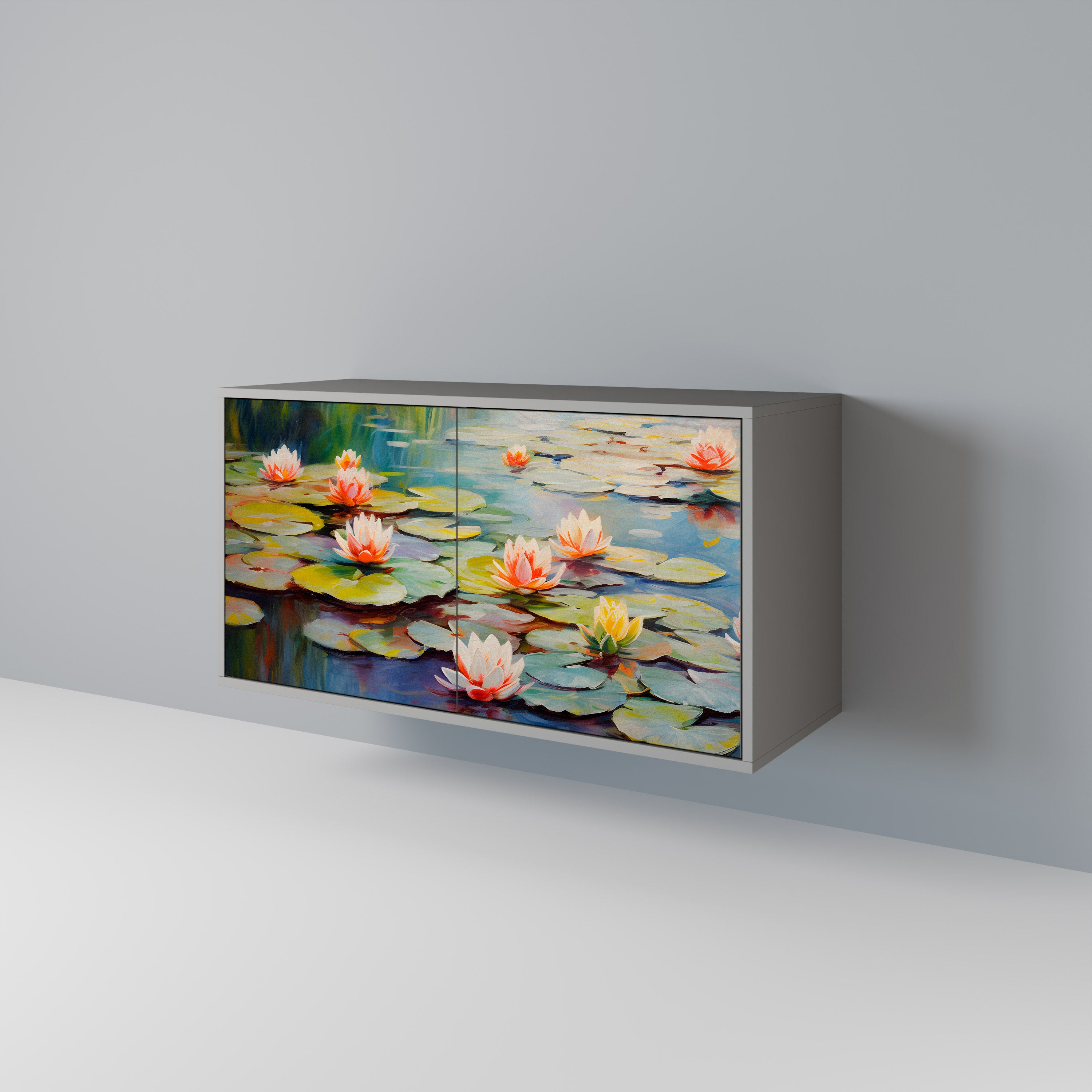 Aparador de 2 puertas BLOOMING WATERS en acabado gris