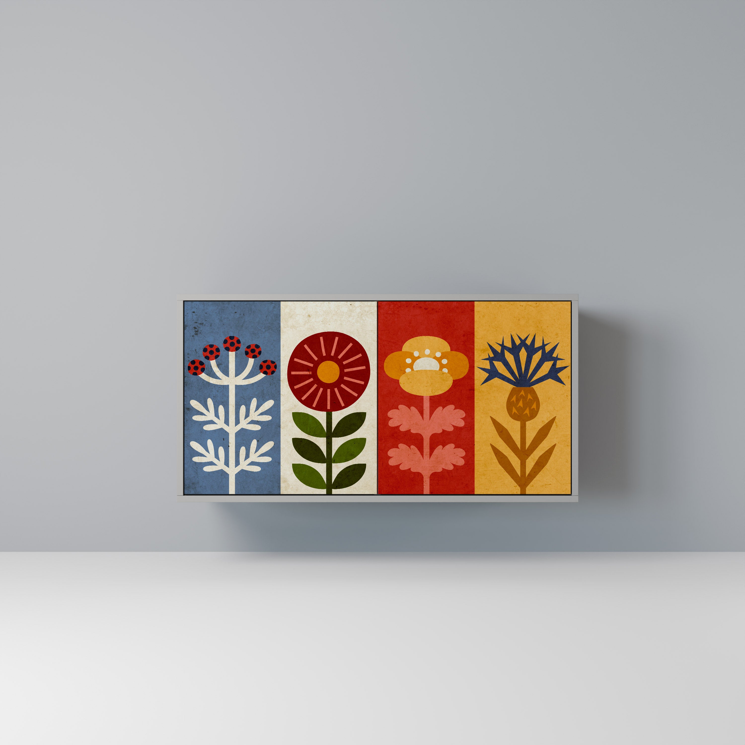 Aparador SCANDIC FLOWERET de 2 puertas en acabado gris