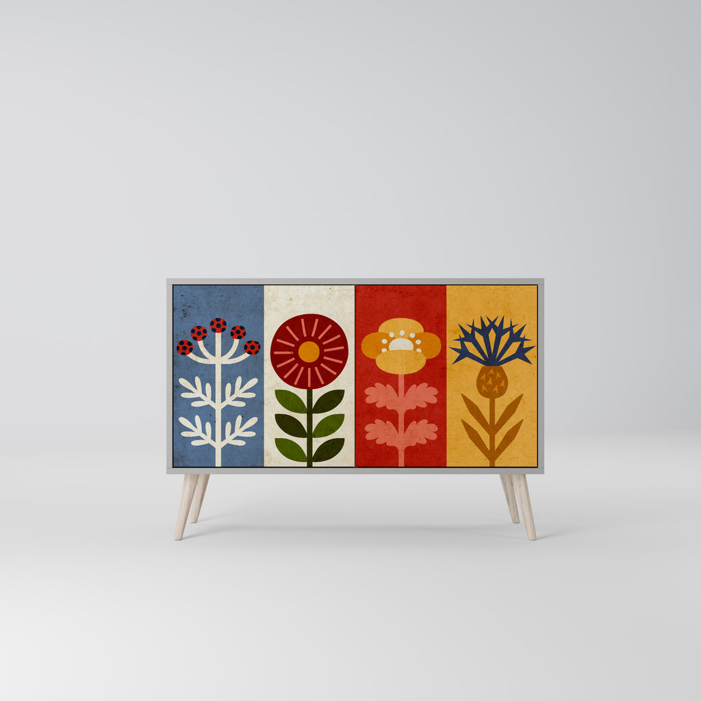 Aparador SCANDIC FLOWERET de 2 puertas en acabado gris