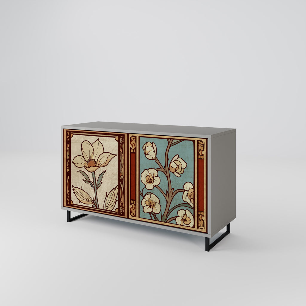 Aparador TIMELESS FLORA de 2 puertas en acabado gris