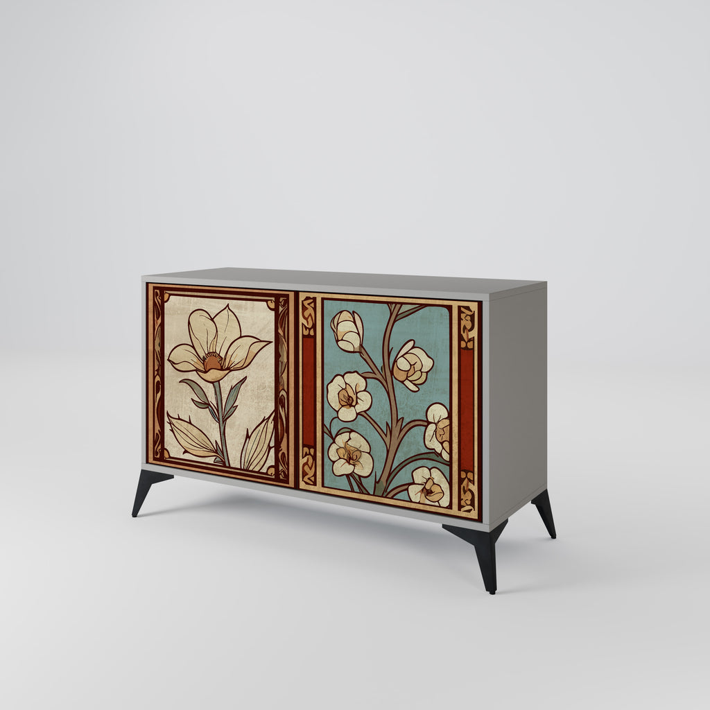 Aparador TIMELESS FLORA de 2 puertas en acabado gris