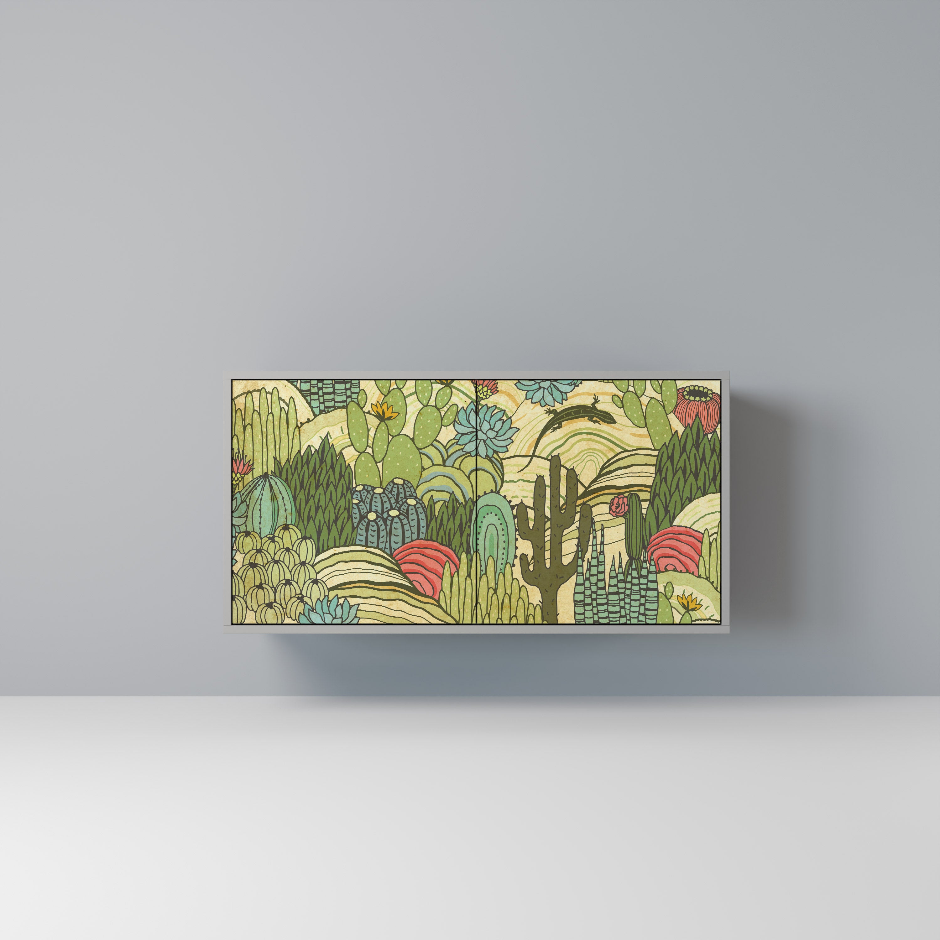 Aparador de 2 puertas SUCCULENTS KALEIDOSCOPE en acabado gris