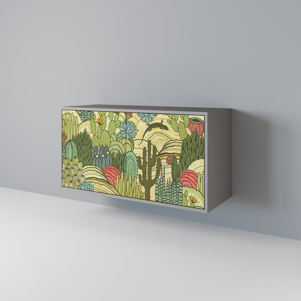 Aparador de 2 puertas SUCCULENTS KALEIDOSCOPE en acabado gris